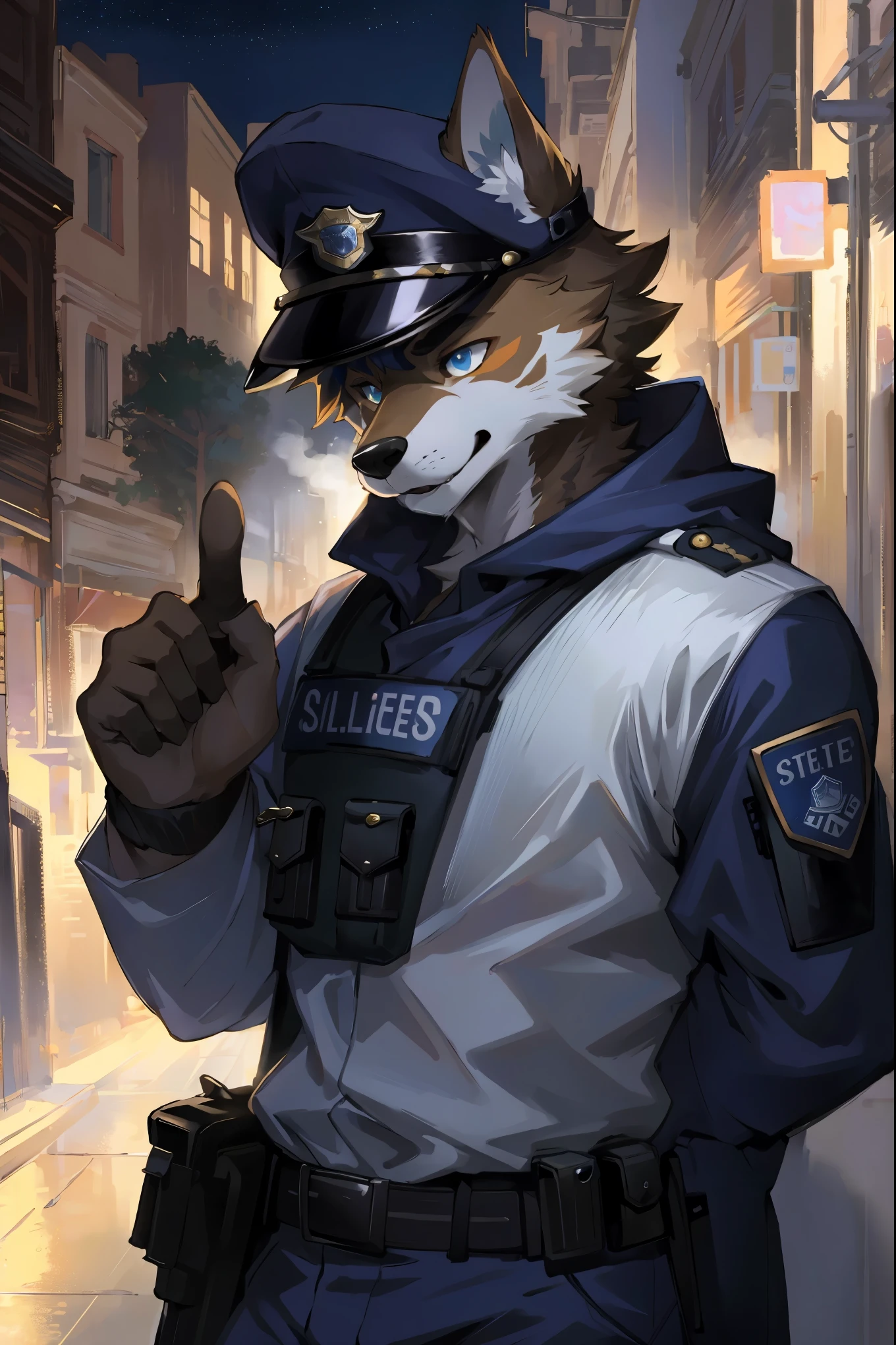 top quality, best quality, highres, masterpiece, super high resolution, detailed background, street, gasping for air(super handsome boys, dog)police officer, swat, police uniform, 6+boys, 6+girls, absurdres(highly detailed beautiful face and eyes)perfect anatomy, good lighting, volumetric lighting, cinematic shadow(kemono, furry anthro),
