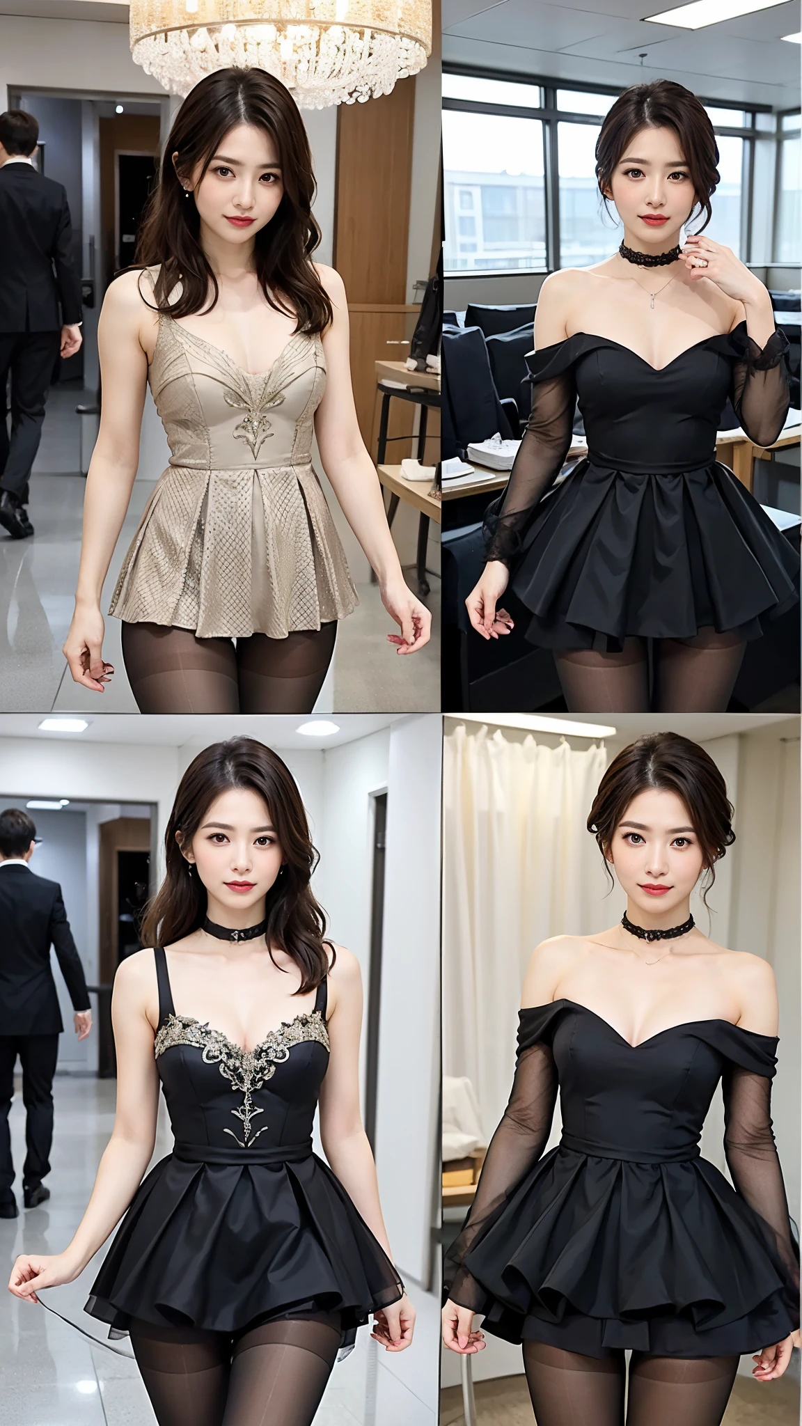 ulzzang-6500-v1.1, (RAW photo:1.2), (Photoreal), (muste piece), (genuine:1.4), (elegant formal dresses:1.6), upper class mature woman、(super realistic pantyhose:1.3)、(very sad expression_Pause:1.4)、