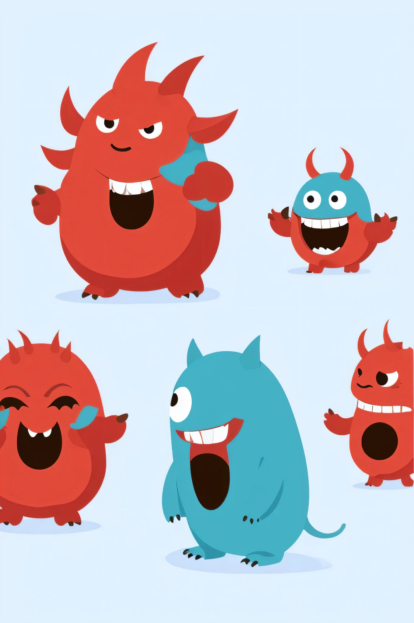 the kids seem to like it、cute monster1Please draw one。white background!flat design