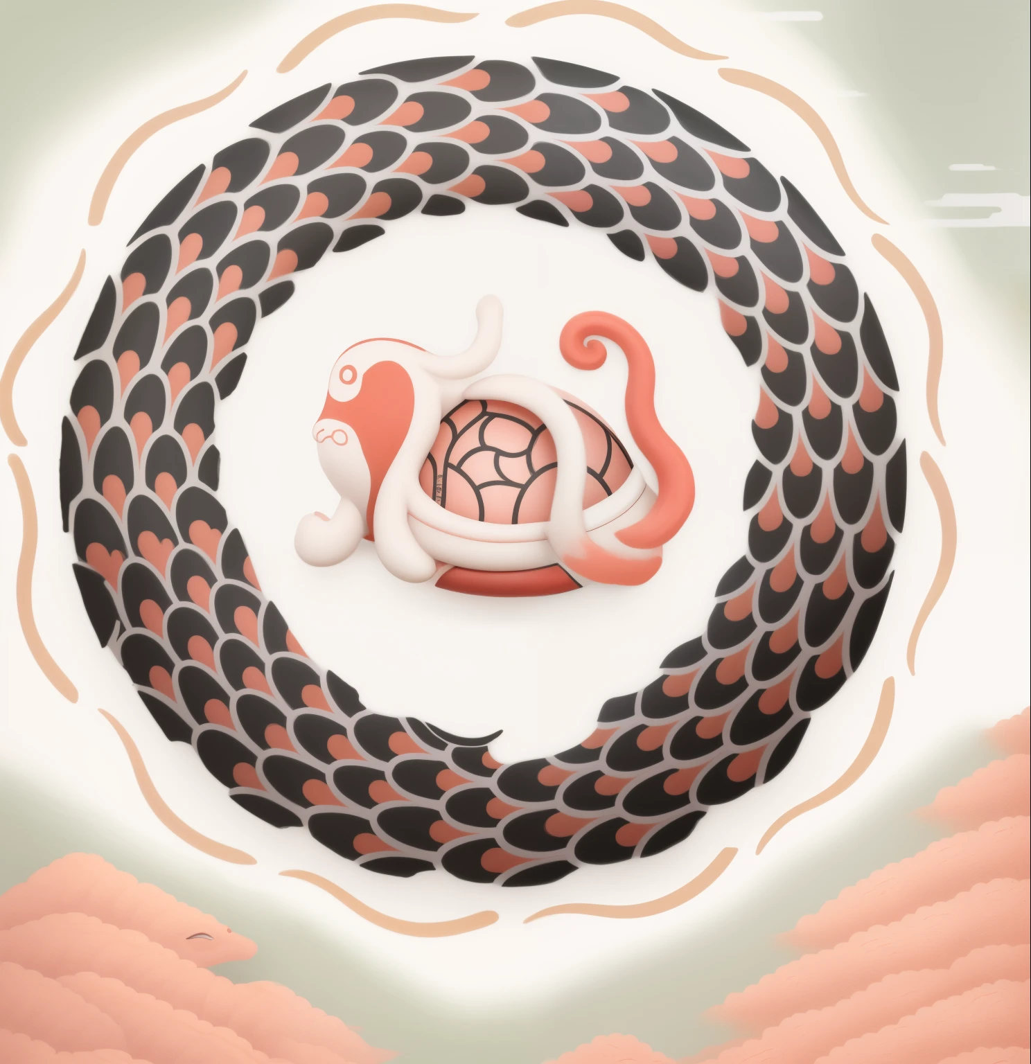 There is a globe painted in a fish pen, Inspired by Chunmei Zhaibeirong, matoko Xin Haicheng, Ouroboros, Inspired by Katsushika Oi, Xin Haicheng, Inspired by大田正光, Katsushika Hokusai style, kanagawa prefecture, Inspired by《Qiu Wen Tianjiang》