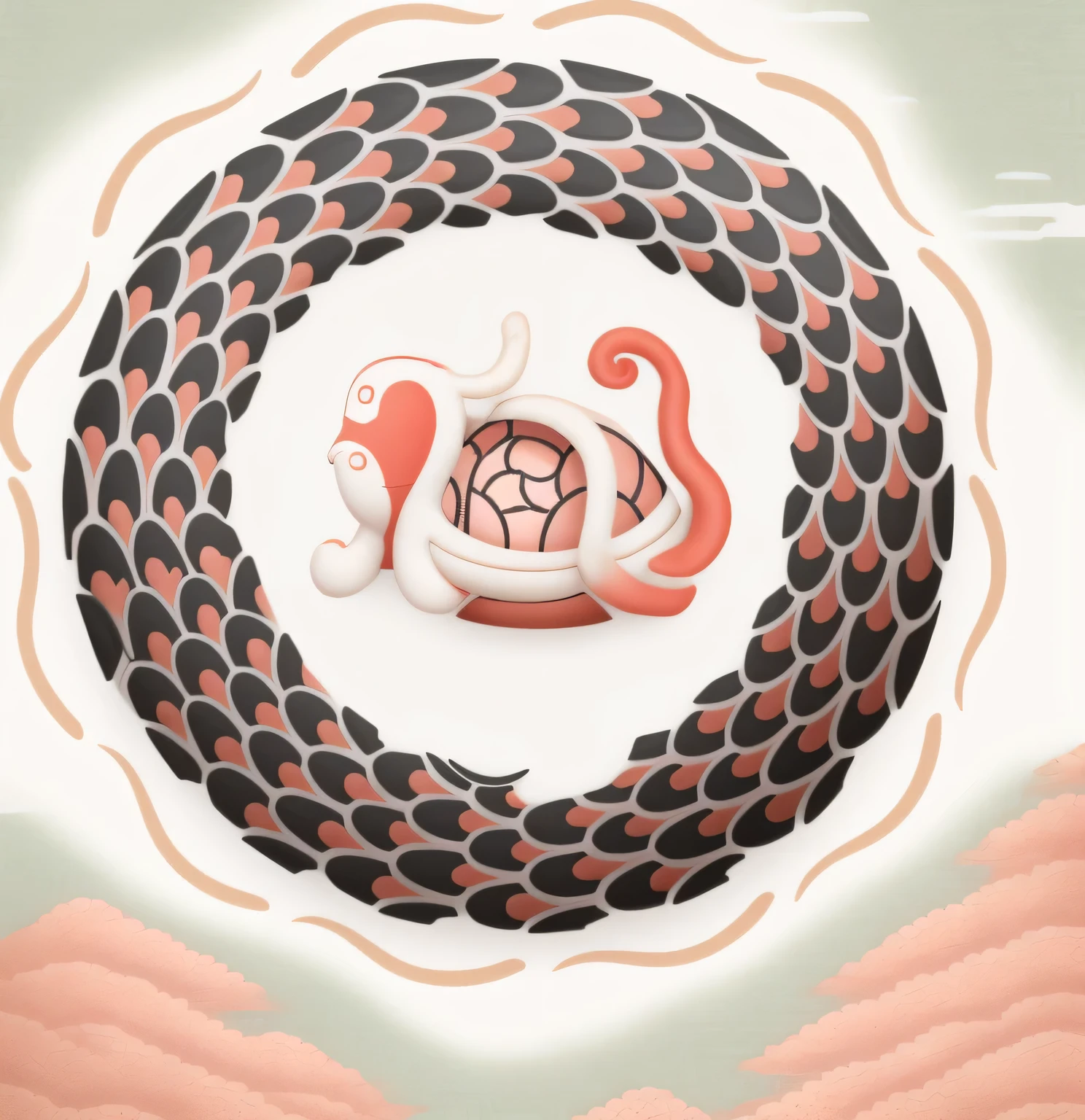 There is a globe drawn with a fish pen, Inspired by Chunmei Zhaibeirong, matoko Xin Haicheng, Ouroboros, Inspired by Katsushika Oi, Xin Haicheng, Inspired by大田正光, Katsushika Hokusai style, kanagawa prefecture, Inspired by《Qiu Wen Tianjiang》
