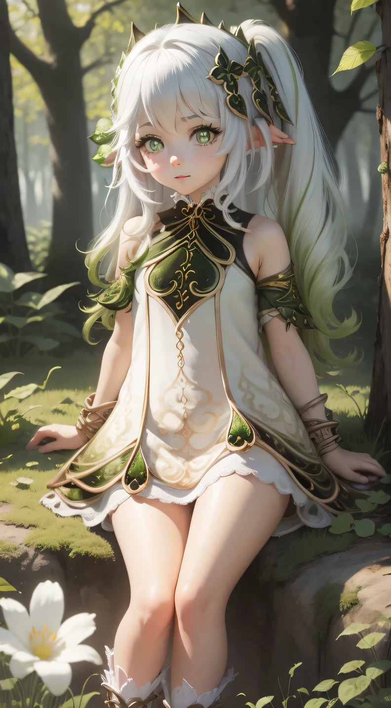 The elf stands and looks at the camera, A girl stands at a fair, green eyes and white hair, The wind lifts the skirt, You can see the underpants, blue skies, Beautiful clear blue sky, green hairpins in the hair, skinny waist, Slender figure, Appearance of the model, confusion, sexuality, nahida, pixie, elf ears, Beautiful ears, green colored eyes, People's casual clothes, black clothing, pantyhouse, black tights, little chest, You can see the, Upskirt, black clothing, White underpants, Elf Girl, Sweet girl, attractive anime girl, beautiful anime girl, Cute beautiful anime woman, detailed digital anime art, beautiful anime girl, beautiful anime girl, Anime with small details, Best Quality, Masterpiece, Ultra-detailed, Beautiful, hight resolution, Original,CG 8K ультрареалистичный, perfect artwork, beatiful face, Face Clean, Skin, hyper realistic, Ultra Detailed, A detailed eye, dramatic lighting, (Realistic) Realistic, Full HD, Best Quality, Best Quality, Beautiful lighting, (8k wallpaper of extremely detailed CG unit), High Details, sharp-focus, The art of dramatic and photorealistic painting, beautiful smile,
