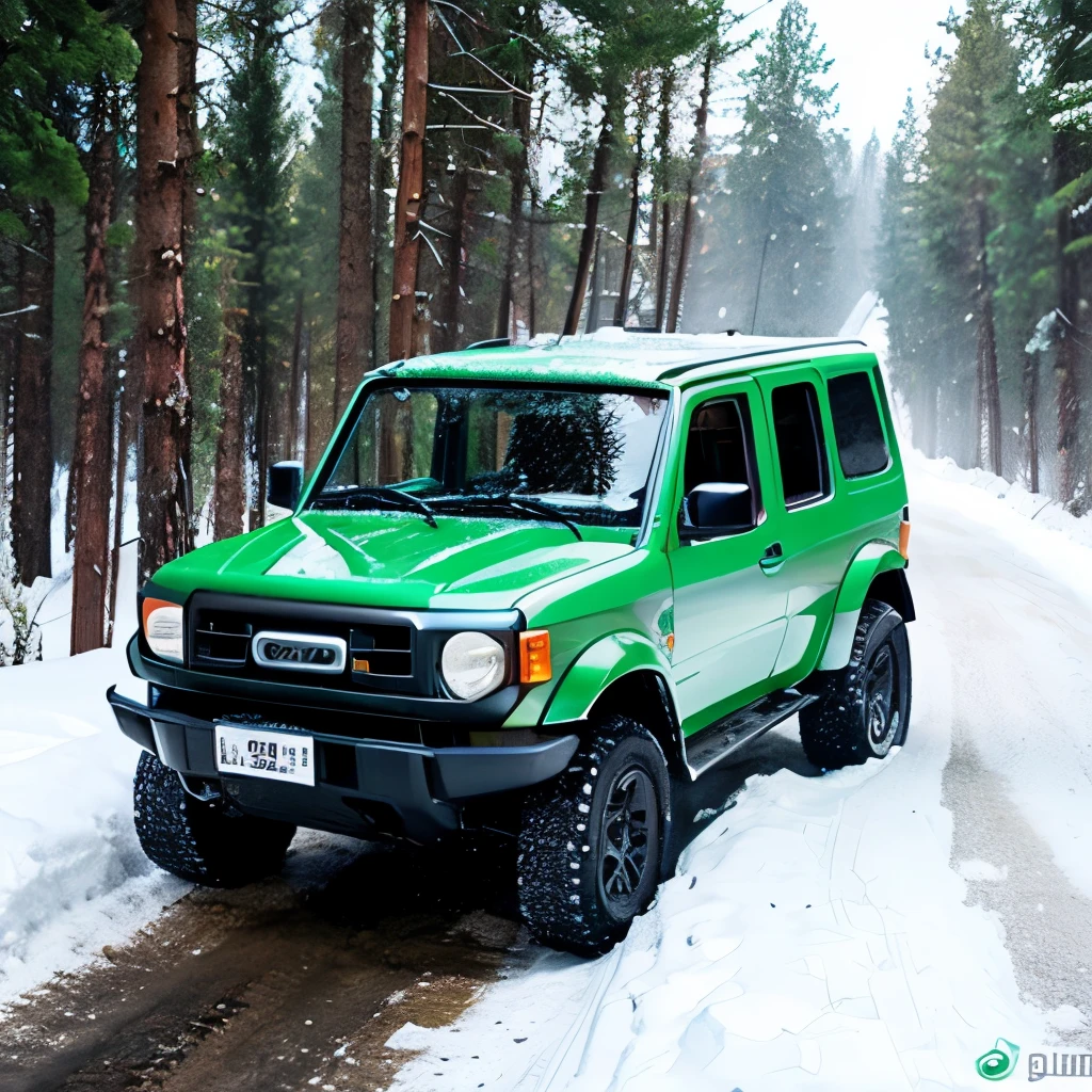 forest road snow Jimny