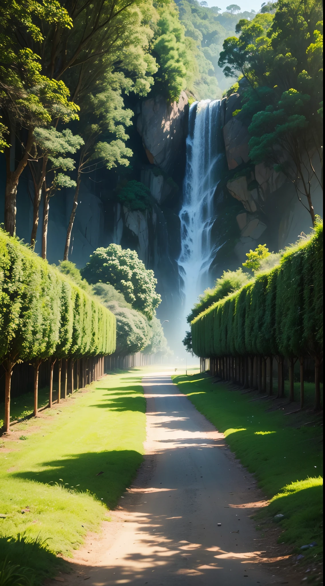 Imagem em 8k de jardim muito lindo com um caminho
