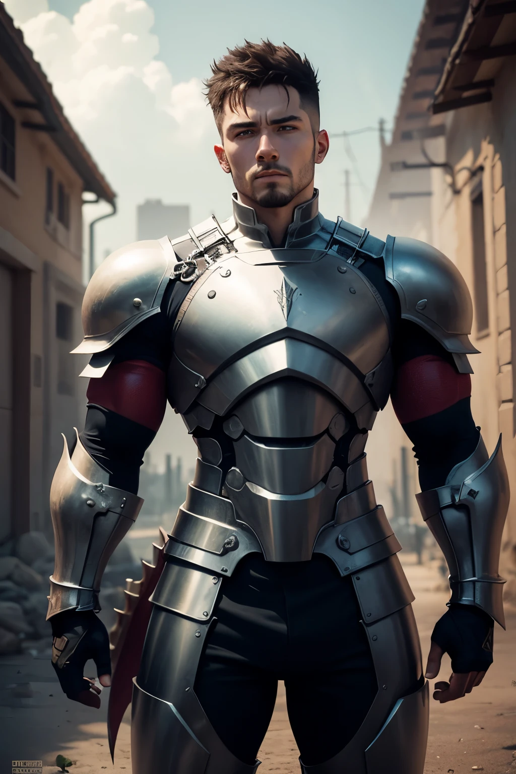 ((no weaknesses))((dragon slayer))((30 years old))((nice guy))((iron armor))((muscular))((friendly))((One person))