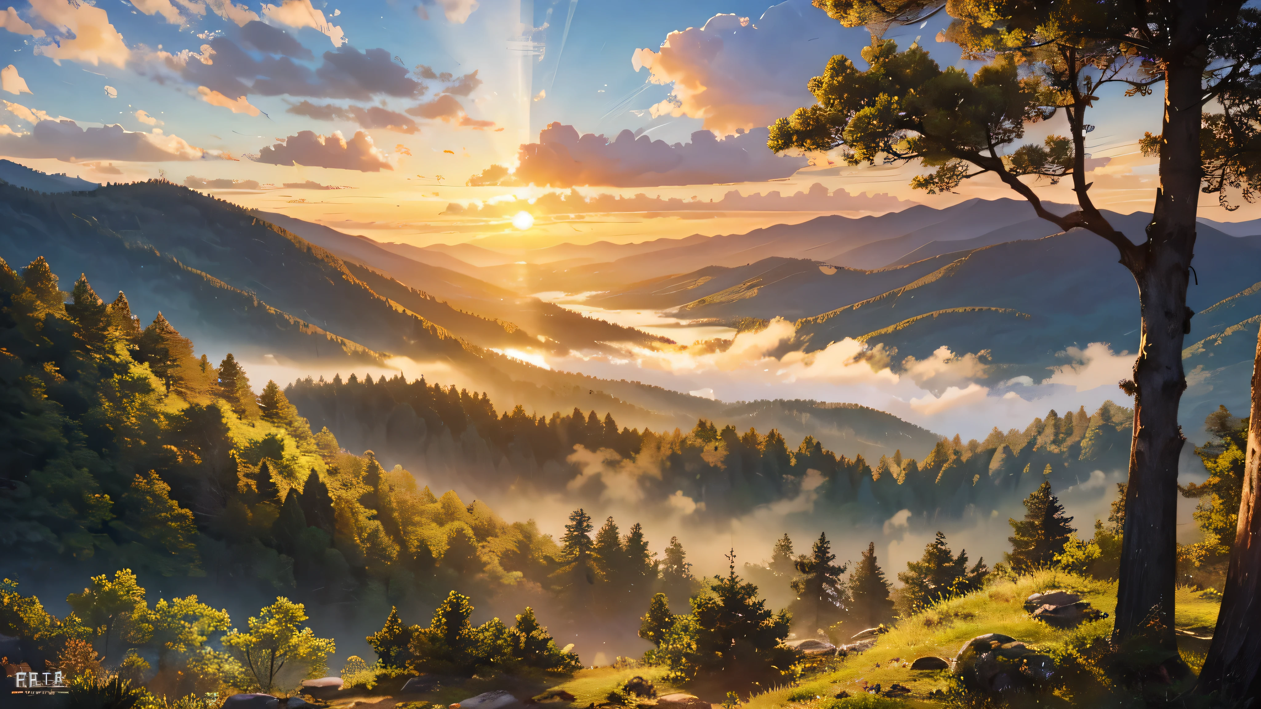 ((masterpiece:1.4,highest quality)),  cloud,   outdoors, forest, 春のnullき地, scenery,  null,
(sunrise:1.4), sunbeam, high detail, rich, 8k, green,wood, high detail,   wallpaper,
 