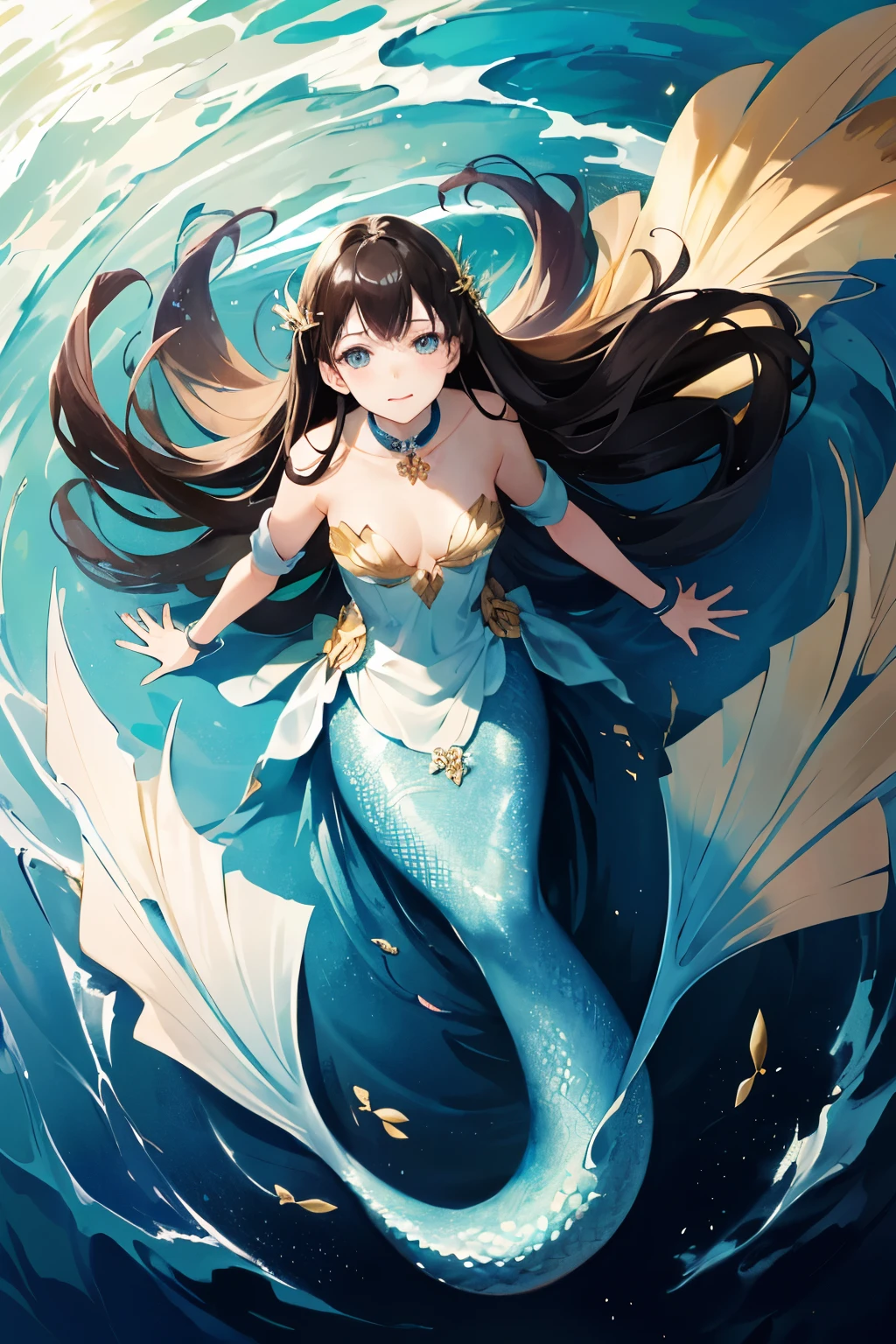 1mermaid, floating in honey, golden water, dark brown hair, looking at viewer, iredescent tail, from above, absurdres, high res, ultrasharp, 8k, masterpiece, reflective
INFO
