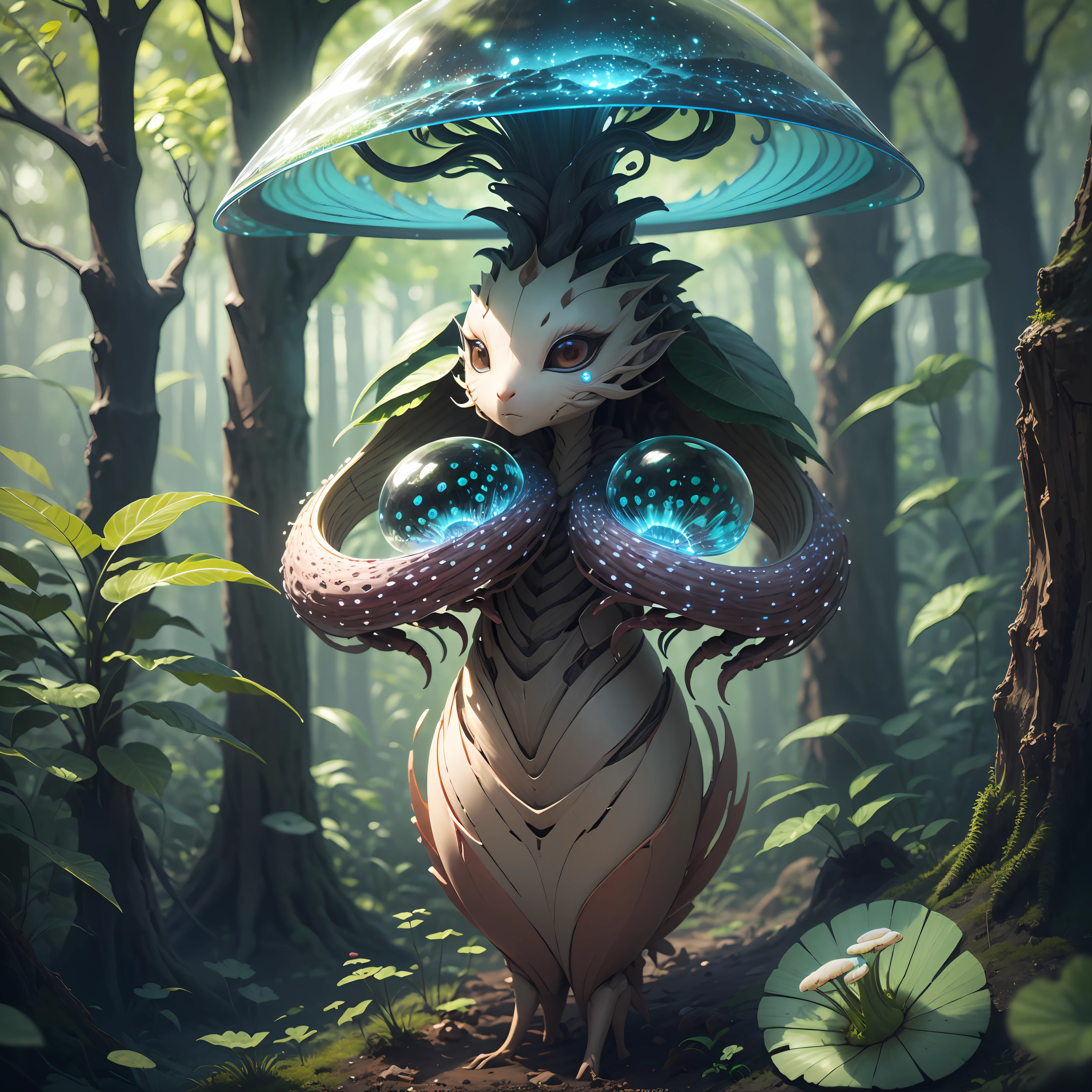 alienzkin creepy, A playful wind spirit, swirling in the sky, rustling the leaves of an ancient tree.<lora:EnvySpiritXL02-creepy:0.6><lora:alienzkin-sdxl:0.6>