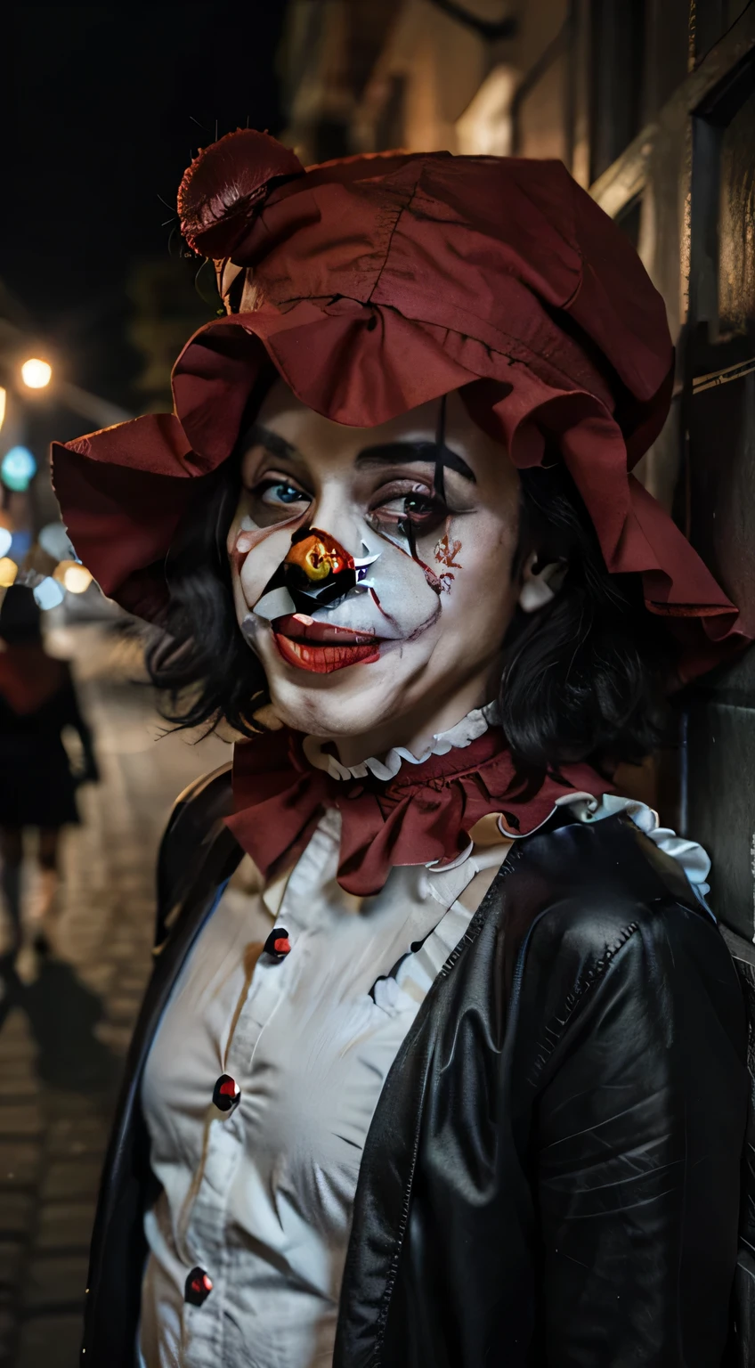 cabelo preto, , Murderous Clown, clown at night, clown clothes, Surrealismo,