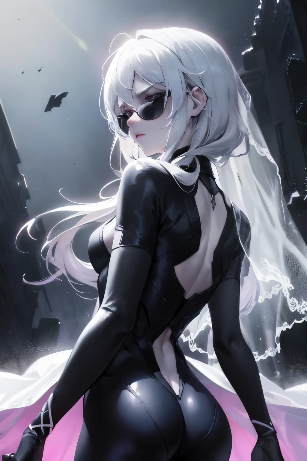In the midst of twilight shadows, a Dark Mage emerges, his pastel gothic aura illuminated by the soft glow of neon lights. His long, white hair cascades down his back, a stark contrast against his menacing presence. A delicate veil of pastel pink shrouds his face, enhancing the ethereal yet dark allure of Egirl Makeup.
Holding a rifle with a steadfast grip, he gazes intently through micro sunglasses, their tinted lenses a mystery concealing his intentions. A second skin suit hugs his form tightly, the sleek material a testament to advanced technology and his masterful control over the arc