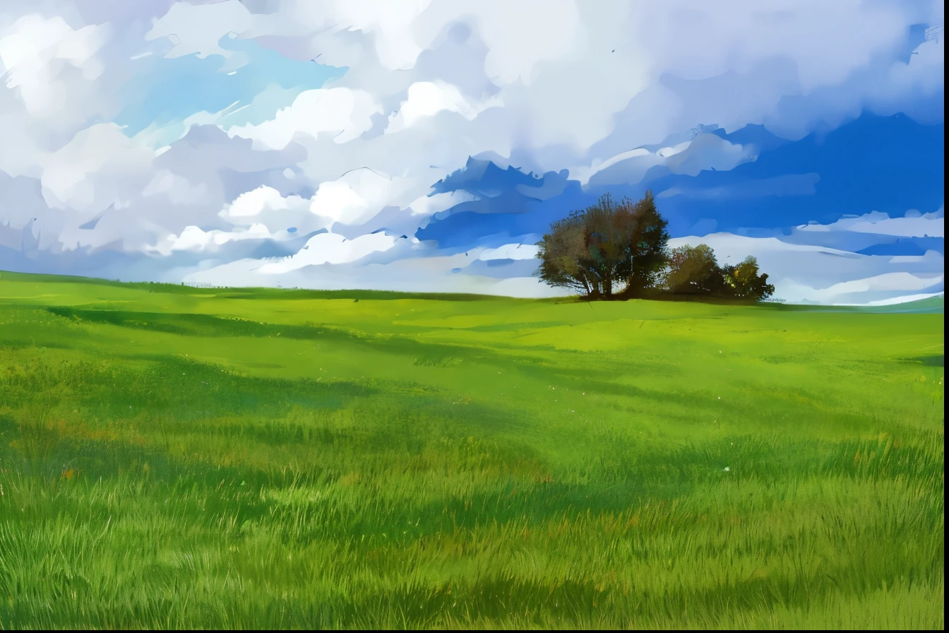 Freelance artist, Tyndall, Ilya Viktorovich Ibryaev, famous Russian watercolor painter, bushes, watercolor painting, sky with rain and fog, pool water, grass, plants, hazy, dreamy, a little sunlight through fog