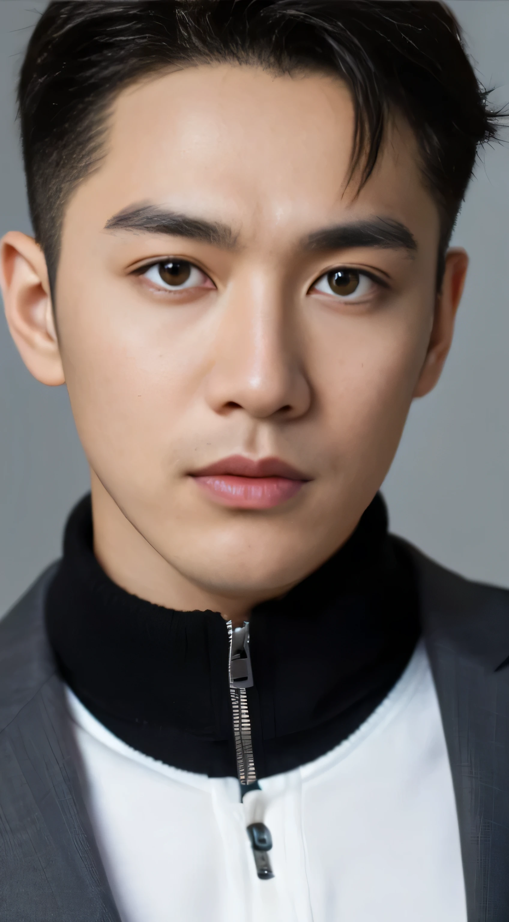 ((Men)), (head shot), (frontal face), (Handsome muscular man in his 30s wearing black mask and luxury suit), zi wang (prince chiu), (detail: 1 in 1), Natural muscles, HIG quality, beautiful eyes, (Detailed face and eyes), (Face、: 1 / 2), Noise, Real Photographics、... ...................................................................................................PSD, Sharp Focus, High resolution (8K), realistic & Professional Photography, 8K UHD, Soft lighting, High quality, Film grain, FujifilmXT3
