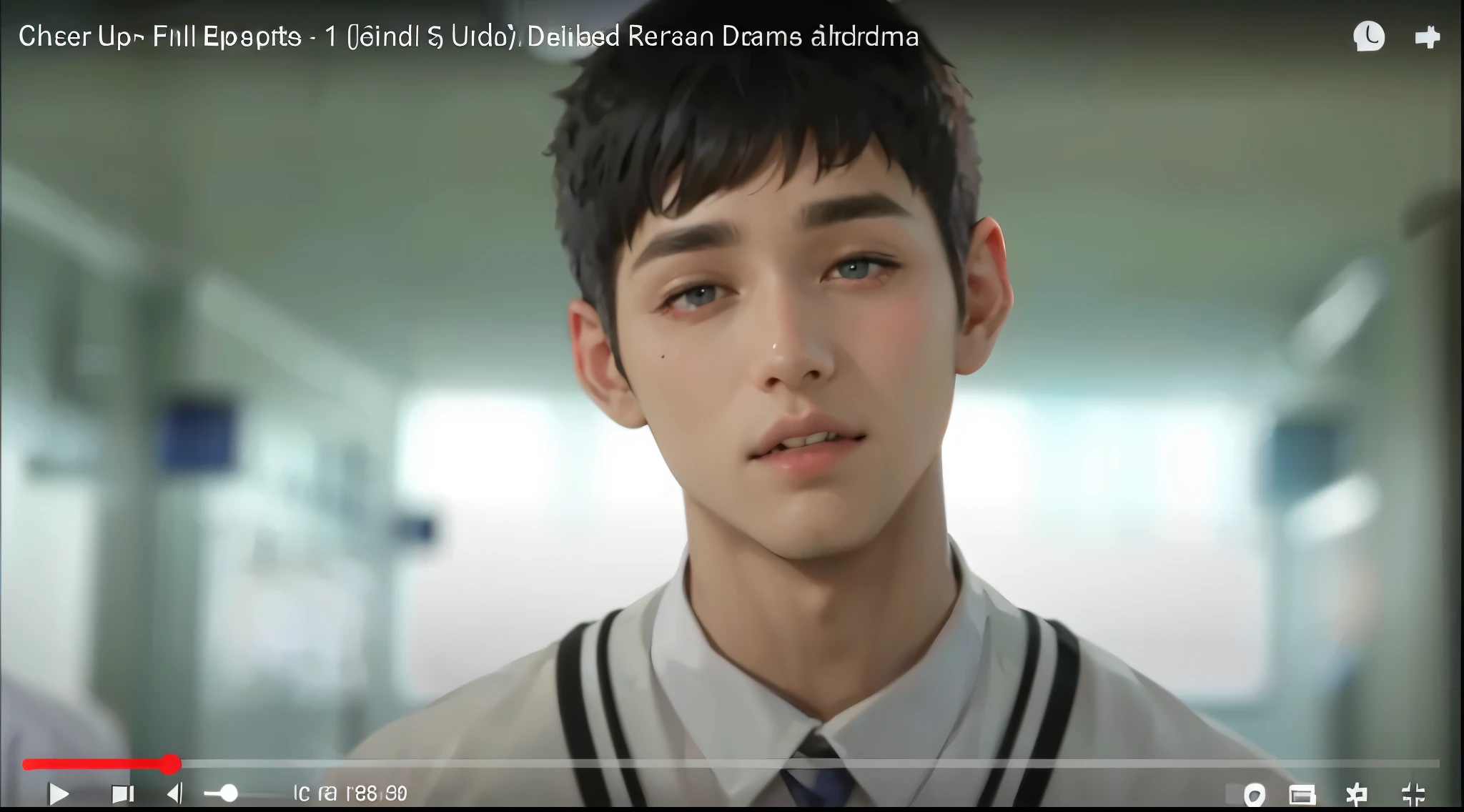 silver hair gray eyes young man 18 years old, camisa azul saco de color cafe esta hablandole a alguien con ironia con odio
