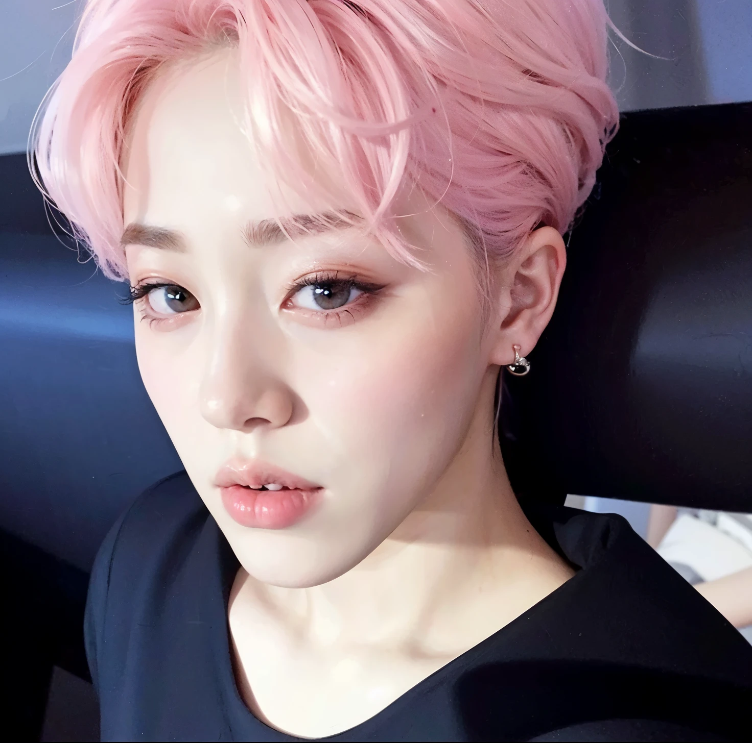 There's a man with a white shirt and a black and white shirt, Parque Jimin, Rosto Jimin preciso, Jimin\fleshy lips, Jimin\the right eyelid is swollen, Jimin\nariz grego, Jimin, hyung tae, Kim Doyoung, taejune kim, Jung Jaehyun, Hong junho hyung, Jinyoung Canela, adorable and pale korean face