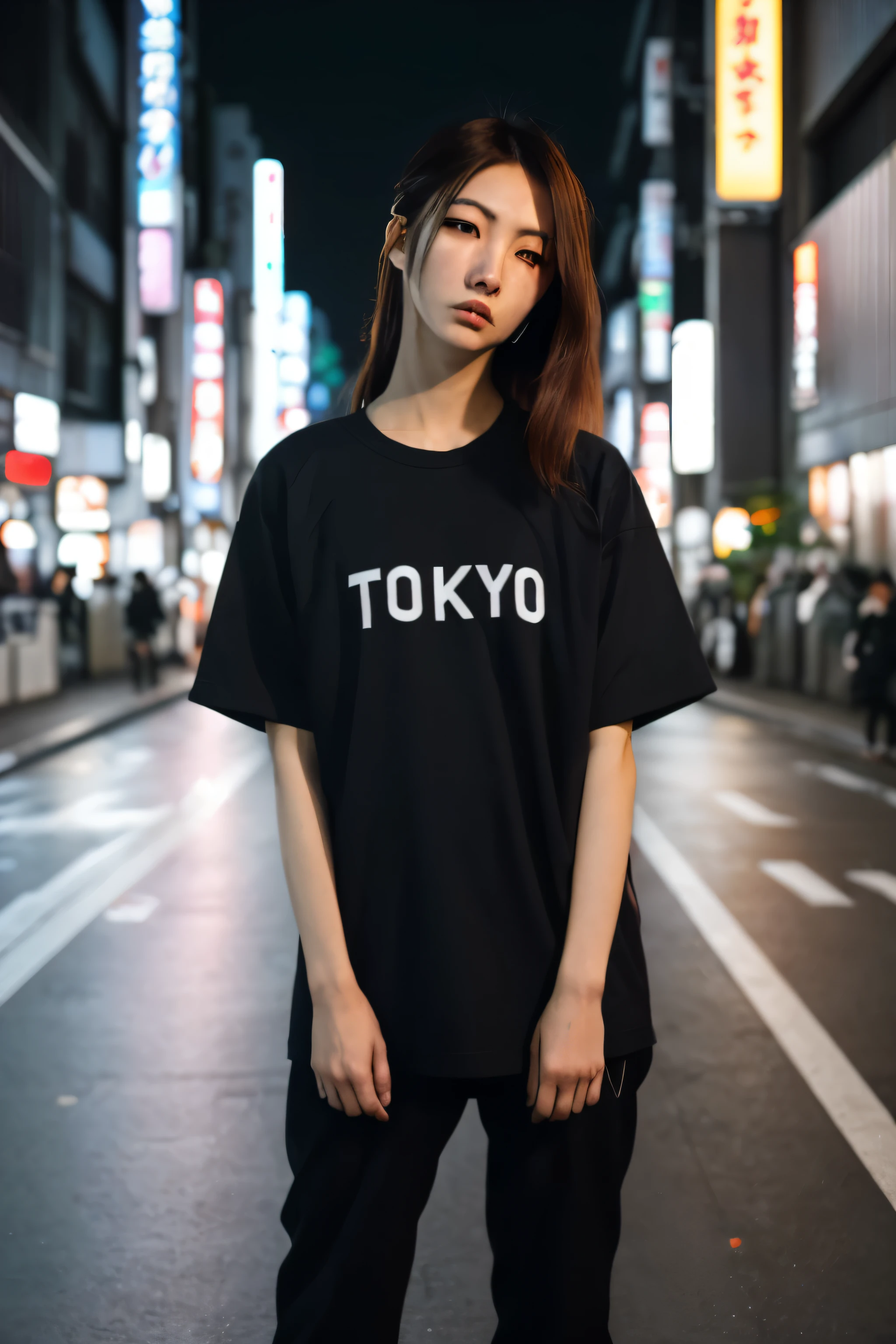 arafed woman standing on the street in a tokyo city at night, japanese streetwear, tokyo inspired, tokyo fashion, tokyo, japanese model, korean women's fashion model, tokyo japan, japanese city street fashion, japanese clothes, tokyo city, wearing japanese techwear, modern tokyo, who was born in tokyo in 1964, street fashion clothing