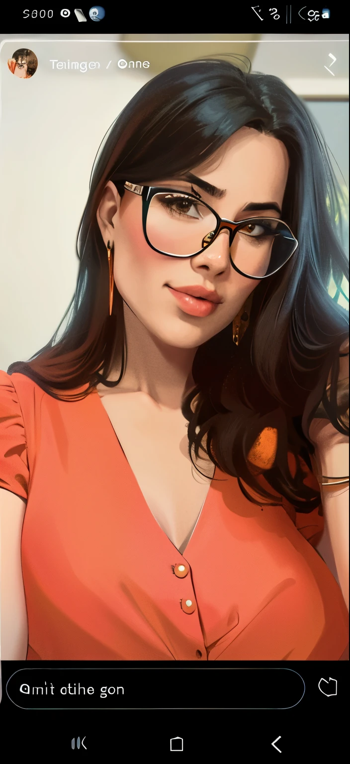 A girl with glasses and an orange blouse