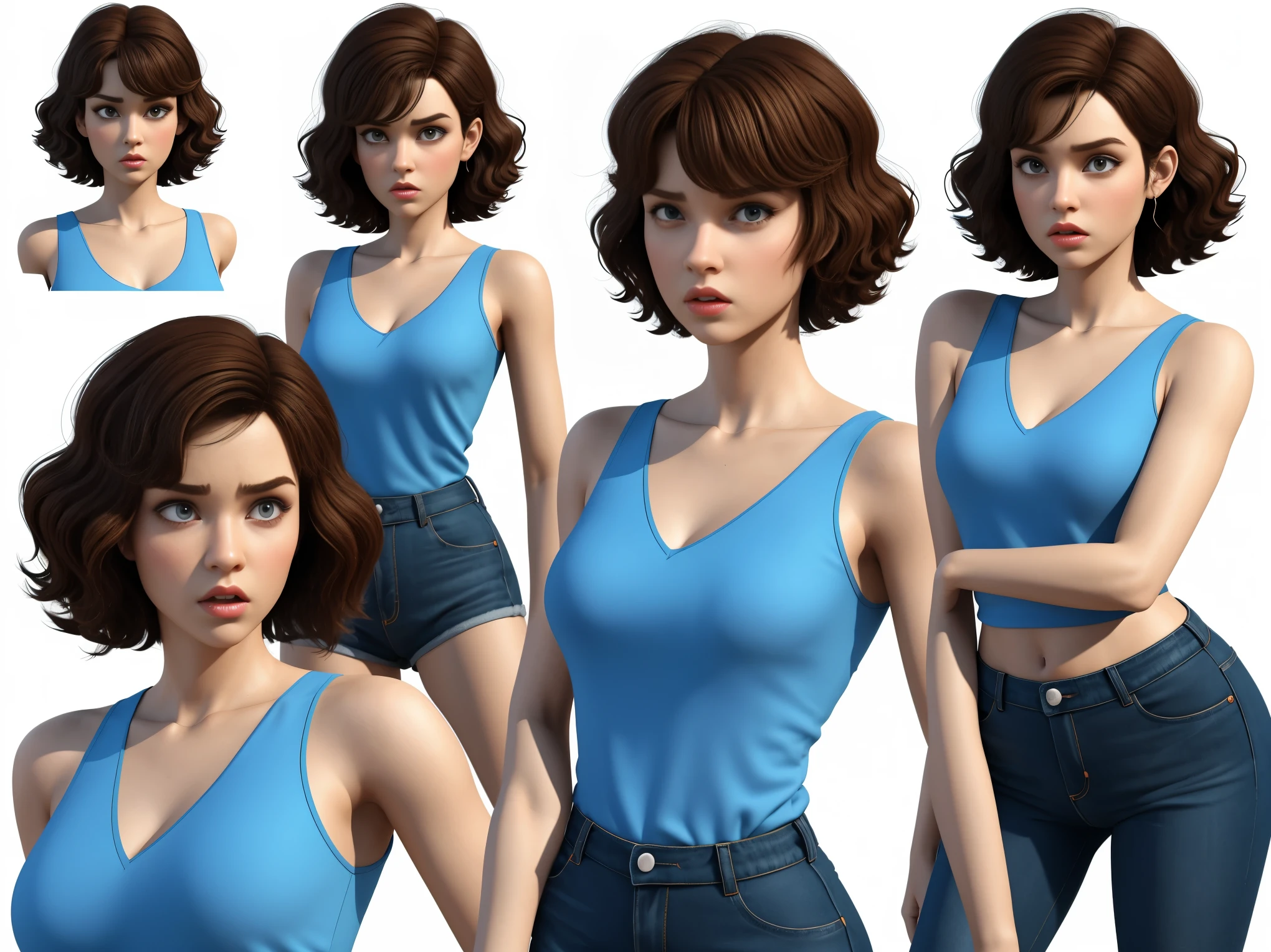 Pixar style image with 3D character Pixar style image with 3D character brunette woman short curly hair dancing
