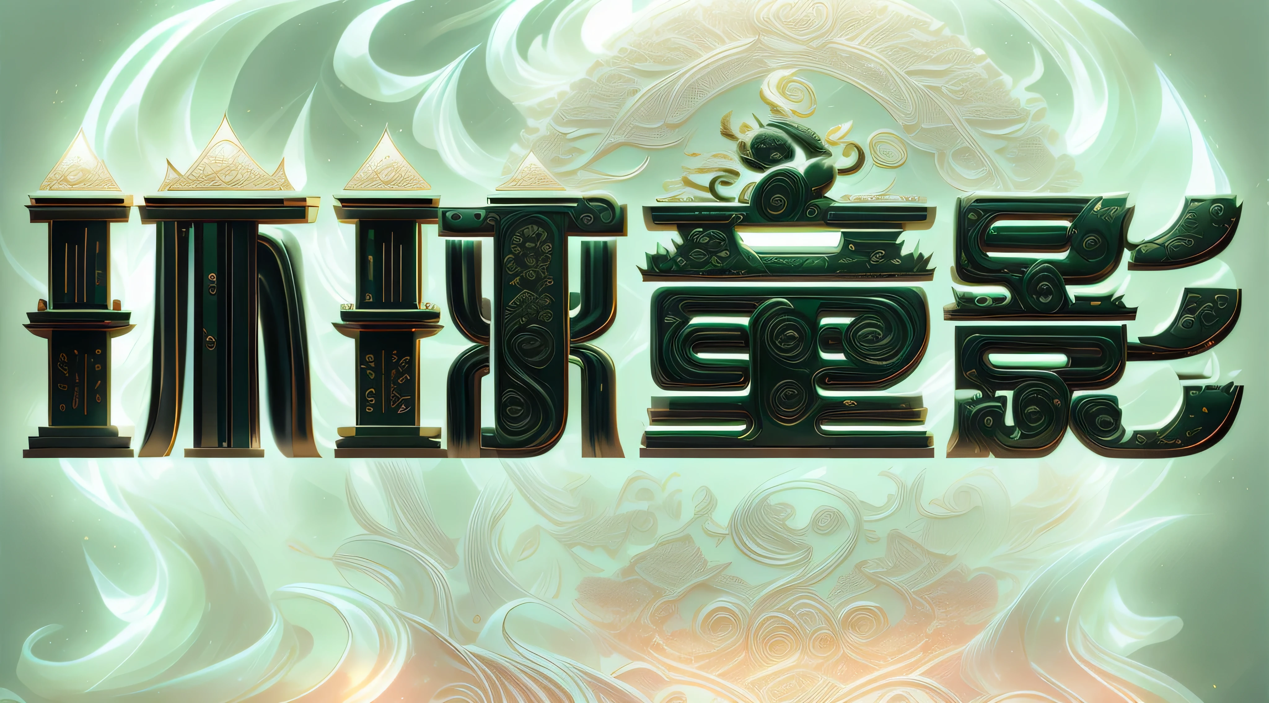 simple pure black background，masterpiece，best quality，Ultra-fine jade jewelry，High quality fantasy art, glow within, beautiful statue，shine, beautiful chinese pattern，sunshine，Jade full of gold，Engraving pattern