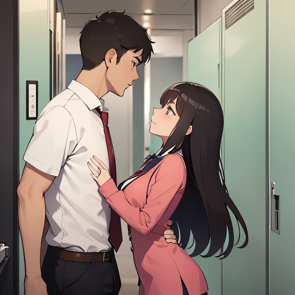 Show me a man and a womam in a locker in a school both of them are really having some innapropriate touches.the man fingers the womans vagina and the woman starts pulling the mans penis