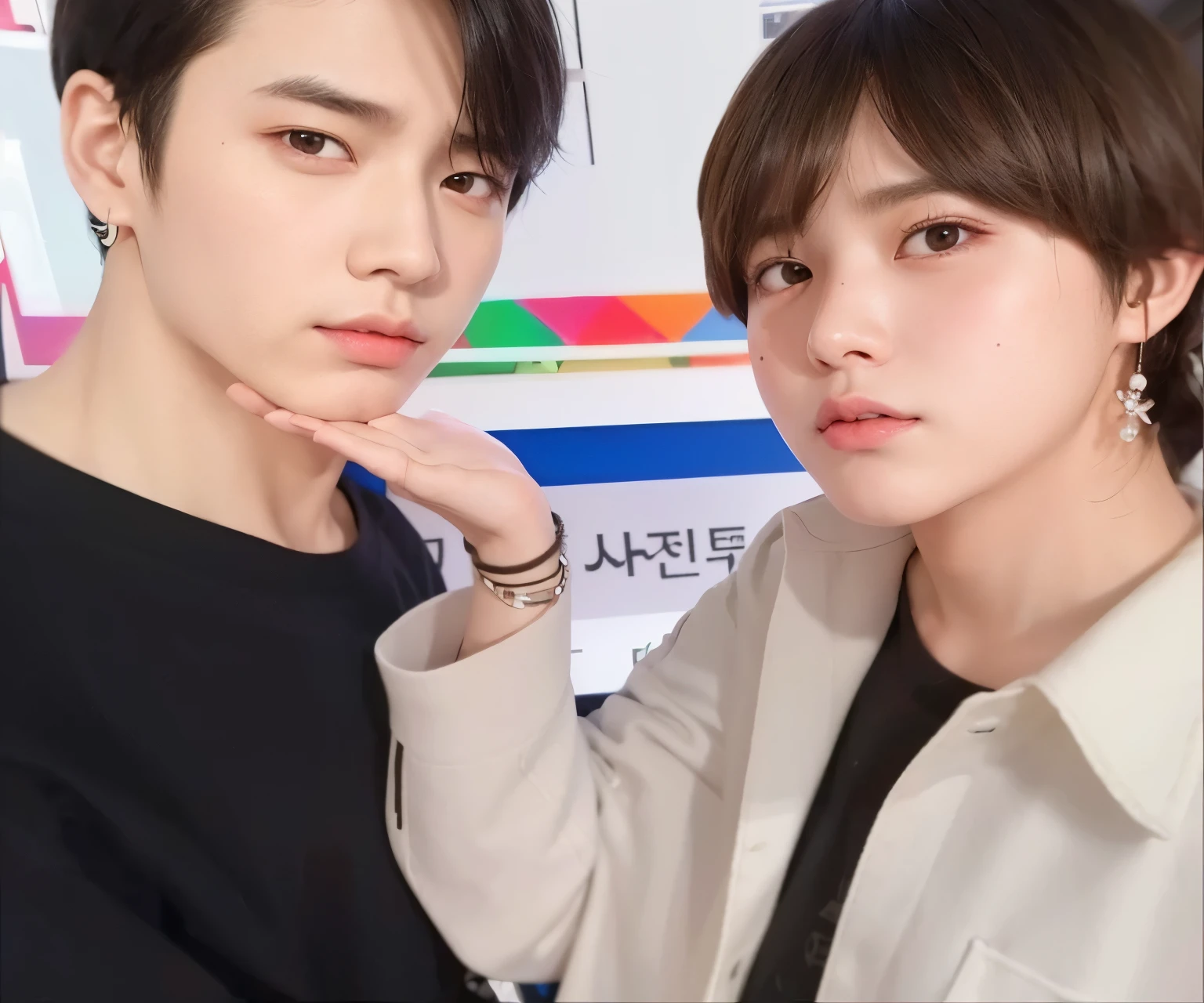 Jimin actor and kpop idol more realism in hair and clothing "Create an image of BTS's Jimin as a pre-Hispanic god at the Kukulkan Temple in Chichén Itzá" Imagine Jimin from BTS as a pre-Hispanic god surrounded by pyramids in Teotihuacán" Design a representation of BTS's Jimin as a pre-Hispanic god at the ruins of Monte Albán in Oaxaca" Visualize Jimin from BTS as a pre-Hispanic god in the Templo Mayor of Mexico City" Create an image of BTS's Jimin as a pre-Hispanic god at the Temple of Inscriptions in Palenque" "Create a detailed representation of a pre-Hispanic Mexican god with black hair, freckles and blue eyes, surrounded by natural elements of its mythology. "Imagina a un dios prehispánico mexicano con rasgos únicos como freckles and blue eyes, and give him a majestic and powerful look in his facial expression." "Draw a pre-Hispanic Mexican god with black hair, freckles on her face and bright blue eyes, with accessories and characteristic symbols of his cult." "Crea una imagen digital de un dios prehispánico mexicano con características inusuales como freckles and blue eyes, and add symbolic elements that represent their role in mythology." Design an illustration of a pre-Hispanic Mexican god with black hair, freckles scattered across her face and deep blue eyes, showing its divine and mysterious essence."