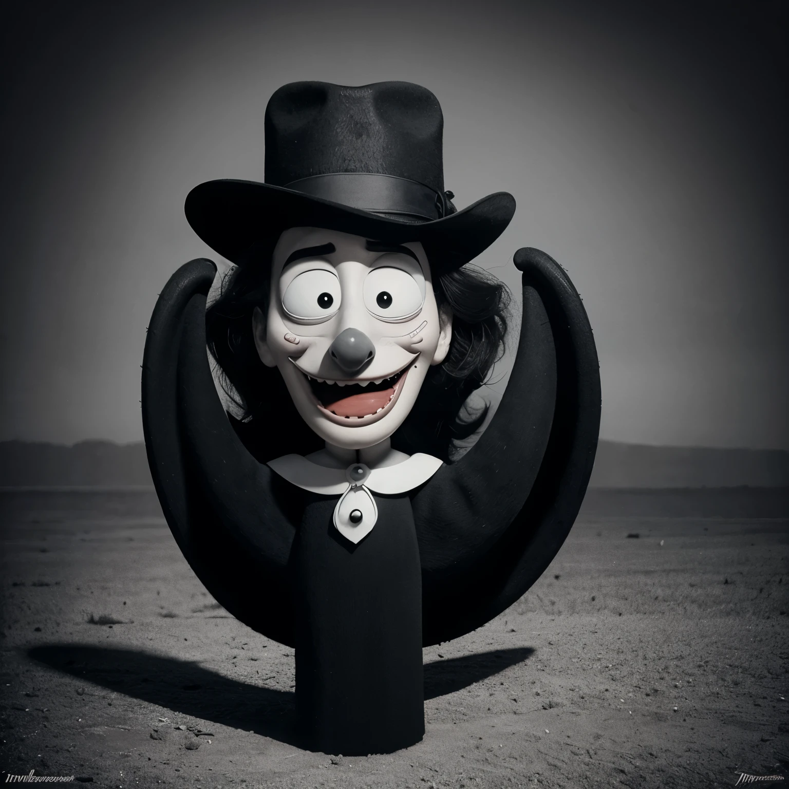 desenho colorido de um personagem de desenho animado com um rosto assustador e um sinal assustador, No estilo de Tim Burton, Suco de besouro, Estilo Tim Burton, inspirado em j. j. Grandville, arte conceitual!!, O estilo de Tim Burton, The Cemetery!!, sombreamento!!!, arte conceitual!, cel sombreado!!!, monochrome artwork!!, inspirado em Tex Avery, Tentacle Style Day