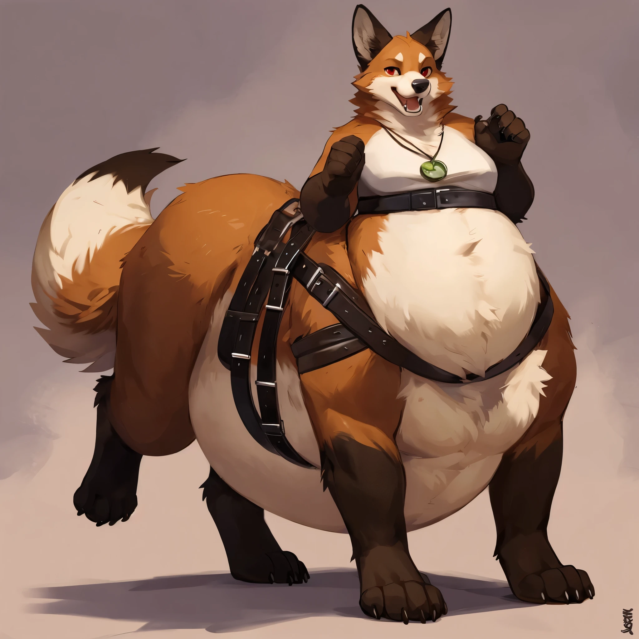 4k ultra quality, 4k full body view,ultra high detailed body,foxtaur, detailed body, (ultra detailed belly), cream belly fur,big belly, ((round taur belly)), enormous taur belly, enormous taur body, bulge,by mystikfox61, by glitter trap boy, by bebebebebe,by morethreedee, by seibear,(thick thigh),(chubby thigh),thicc thigh,thick legs,chubby legs,thicc legs,massive butt,enomorous thigh,massive thigh,massive legs,(detailed thigh),(wide thigh),thick butt,fluffy belly,furry belly,sharp nails,bare paws,((sfw)),(ultra detailed face),big eyes,detailed eyes,cute face,red eyes,(lime fur),mouth open,big tail,fluffy tail,(detailed tail),enomorous tail,front view,bigger tail,huge tail,ultra big bulge,immobile taur,enomorous thigh,fluffy paws,thick paws,chubby paws,huge paws,big paws,bare aws,weeb belts,plant necklace,weeb belts,multiple belts,bulgle