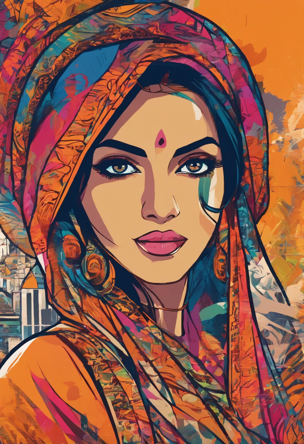 Close-up of an Indian woman in sari, Digital illustration style, Digital Illustration Portrait, Trends in Artstration, in the art style of bowater, detailed portrait of anime girl, digital anime illustration, Painted in the style of Artgerm, Portrait of Martin Ansin, Detailed pictorial portrait, Digital Illustration -, artgerm. High Detail