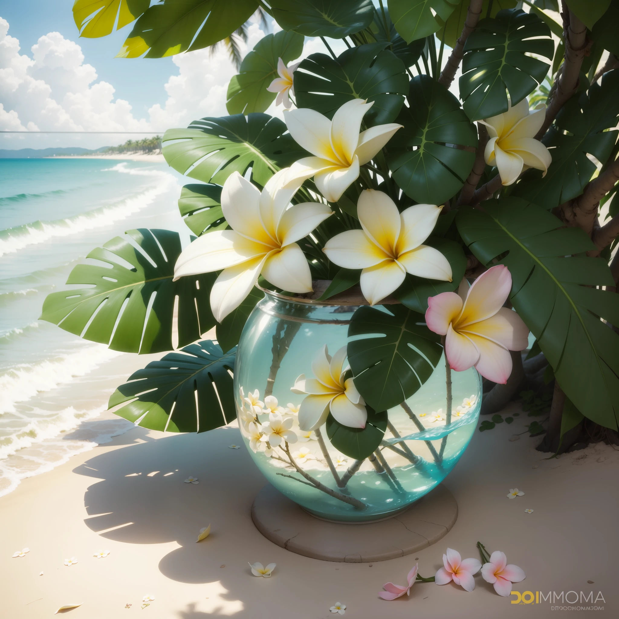 photograph - plumea by the beach by david gordon, blooming tropical flowers, plumeria, tropical flowers, beautiful tropical flowers, bloom and flowers in background, with yellow flowers around it, beautiful flower, incredibly beautiful, white flowers, 🌺 cgsociety, beautiful flowers, flowers and blossoms, nature and floral aesthetics, beutifull, flowers in background, flowers blooming, blooming flowers
