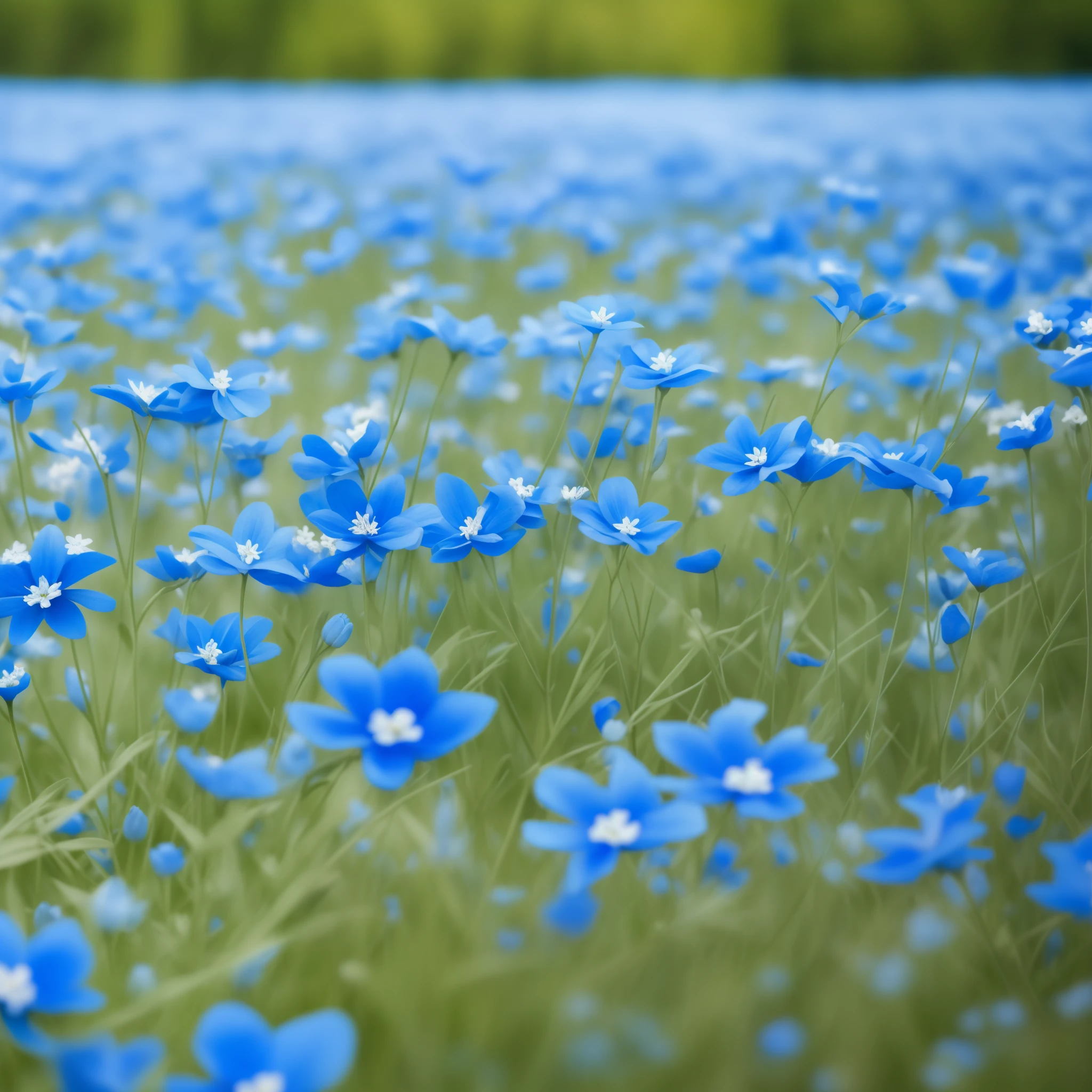 a close up of a bunch of blue flowers in a field, blue flowers bloomed all over, blue flowers, soft flowers, soft blue light, glowing blue, blue flowers accents, blue soft light, lots blue colours, white and blue, soft blue tones, blue and white, mediumslateblue flowers, blues. beautiful, blue flower field, pretty flowers