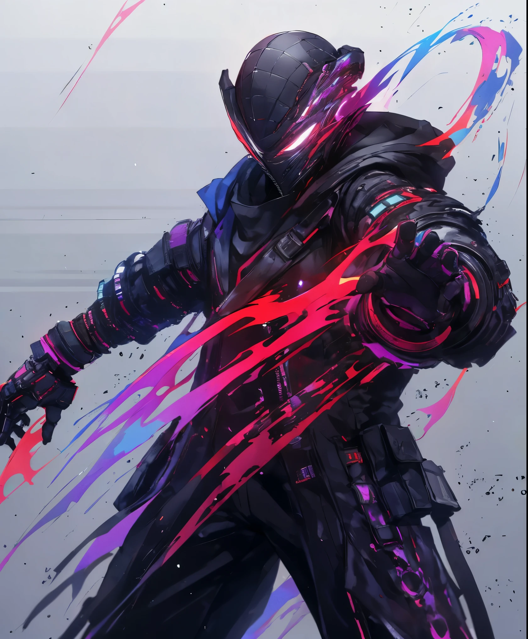 a man in a coloured jacket and black pants standing in a dark room, wearing cultist coloured robe, coloured attire, character from mortal kombat, as a character in tekken, fighting game character, cyberpunk assassin, coloured hooded mage, cyberpunk outfits, coloured clothes, the coloured ninja, wearing leather assassin armor, an edgy teen assassin, cool coloured jacket, cyberpunk street goon