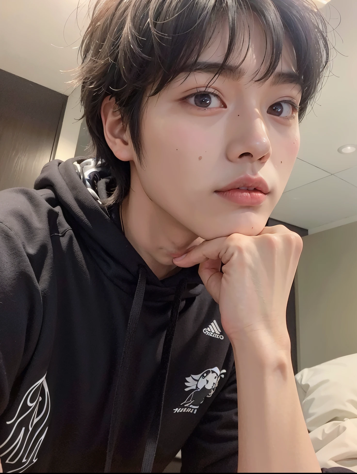 arafed asian man with a black hoodie and a watch, jung jaehyun, kim doyoung, jinyoung shin, male ulzzang, wonbin lee, wan adorable korean face, cai xukun, hyung tae, sakimichan, hong june hyung, taejune kim, south korean male, xqc, young wan angel, headshot profile picture