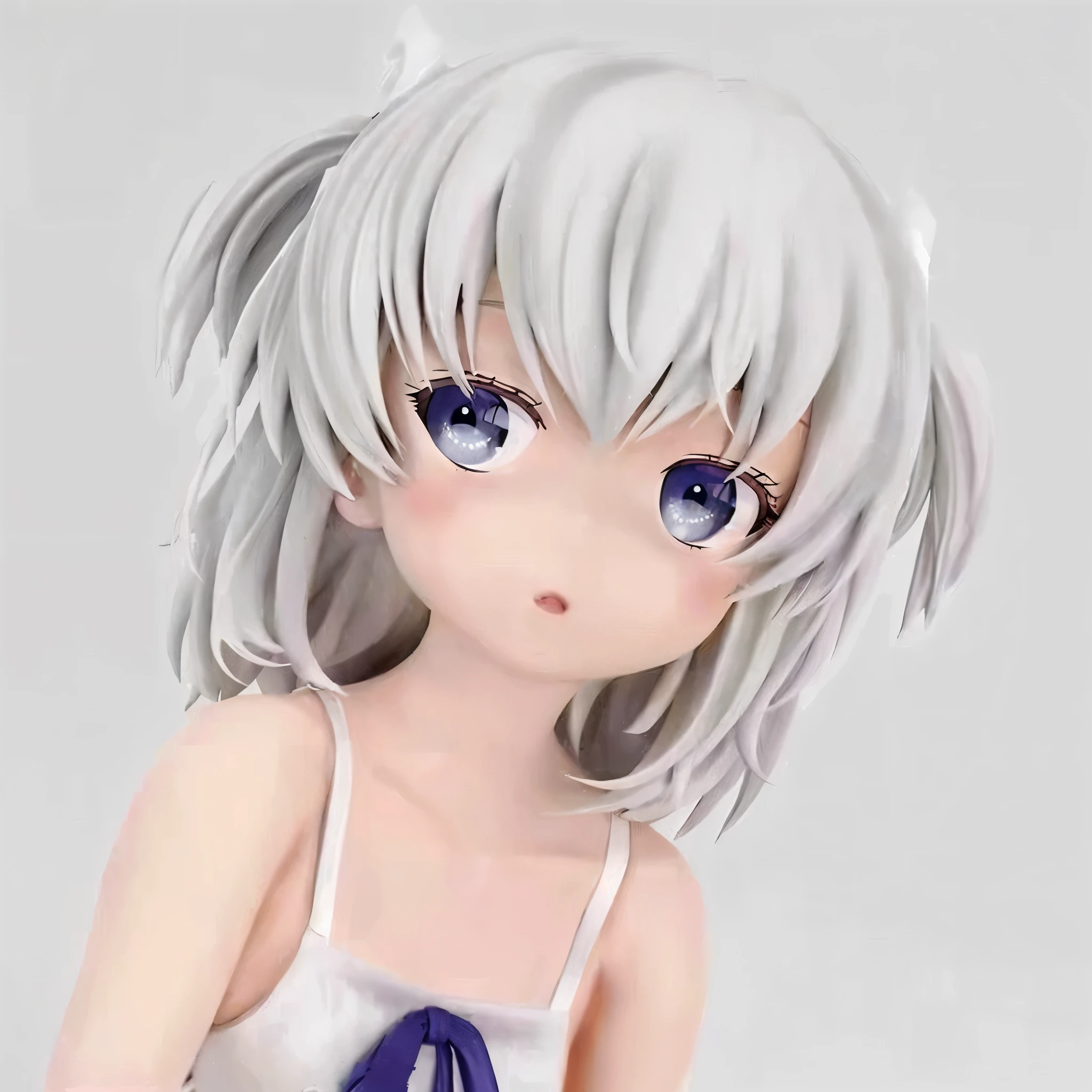 anime - style figure of a white hair girl and blue eyes, anime characters, anime figureturne, render of a cute 3d anime girl, 3d anime girl, Funny company anime style, Anime PVC characters, nayarukosan, Semi-realistic animation, young anime girl, Chiyuki, white hair girl, return, ( Very detailed pictures )