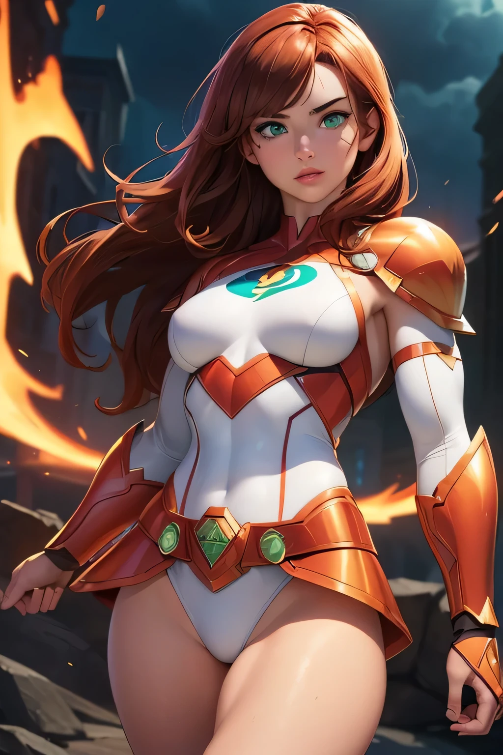 ((Solo)) ((Masterpiece)) ((High Quality)) ((Perfect Face)) ((Man)) ((Super Hero)) ((Super Hero Armor)) ((Superpowers)) ((Auburn Hair)) ((Light Skin)) ((Small )) ((Athletic Figure)) ((Heroic Pose)) ((Green Eyes)) ((Cute Nose)) ((Full Lips)) ((Round Face))