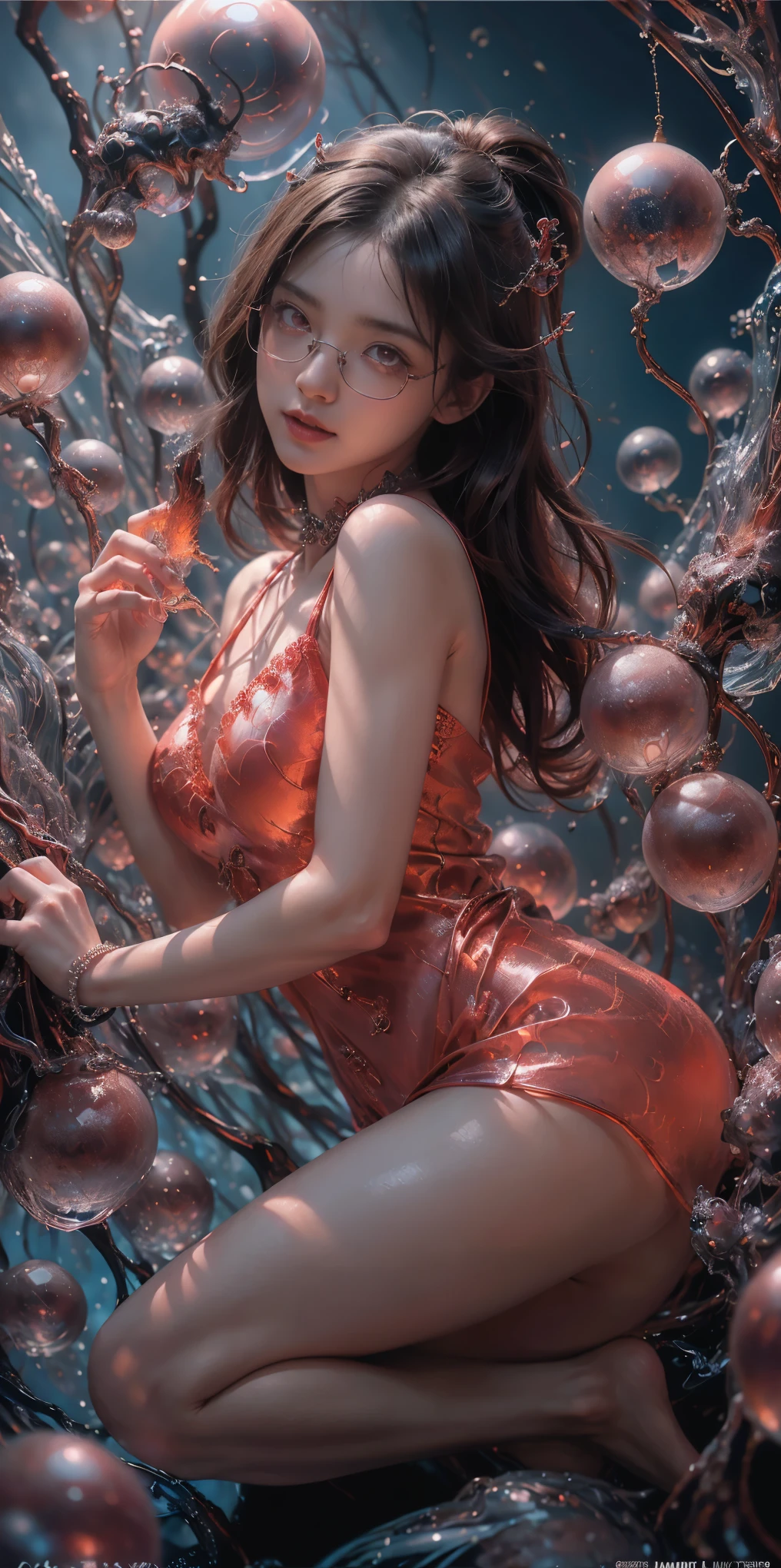(The best illustrations)、realisitic、ultra-detailliert、The best lighting、Best Shadows、alluring succubus, ethereal beauty, perched on a cloud, (fantasy illustration:1.3), enchanting gaze, captivating pose, delicate wings, otherworldly charm, mystical sky, (Luis Royo:1.2), (Yoshitaka Amano:1.1), Dungeon and Dragon、caves、Dungeon、 A Necromancer、natta、Dark style、Succubus、Devil's Daughter、Bat Wings,(((Demon Hornlack-rimmed round glasses))))、(red eyes glowing:1.6)、beautiful countenance、Tindall Effect、(High Detail Skins:1.2) absurderes、Ponytail distortion、jewely、Beautiful expression、Toned waist、Wide buttocks、Tindall Effectmasuter piece、top-quality、Highest Standards、Top image quality、masutepiece、intricate detailes、High resolution、Depth Field、natural soft light、profetional lighting、Great smile、(High Detail Skin: 1.2)、photorealistic anime girl render、Strong highlights of the eyes、Perfect Anatomy、crotch open、Shy、Spreading your legs、Panties are visible、Skirt flipping、Body shiny with oilerectile nipple))、8K resolution、intricate clothing、Intricate details、Panties visible through the skirt、Panties in full view、Small panties, pink nipple, pink pussy