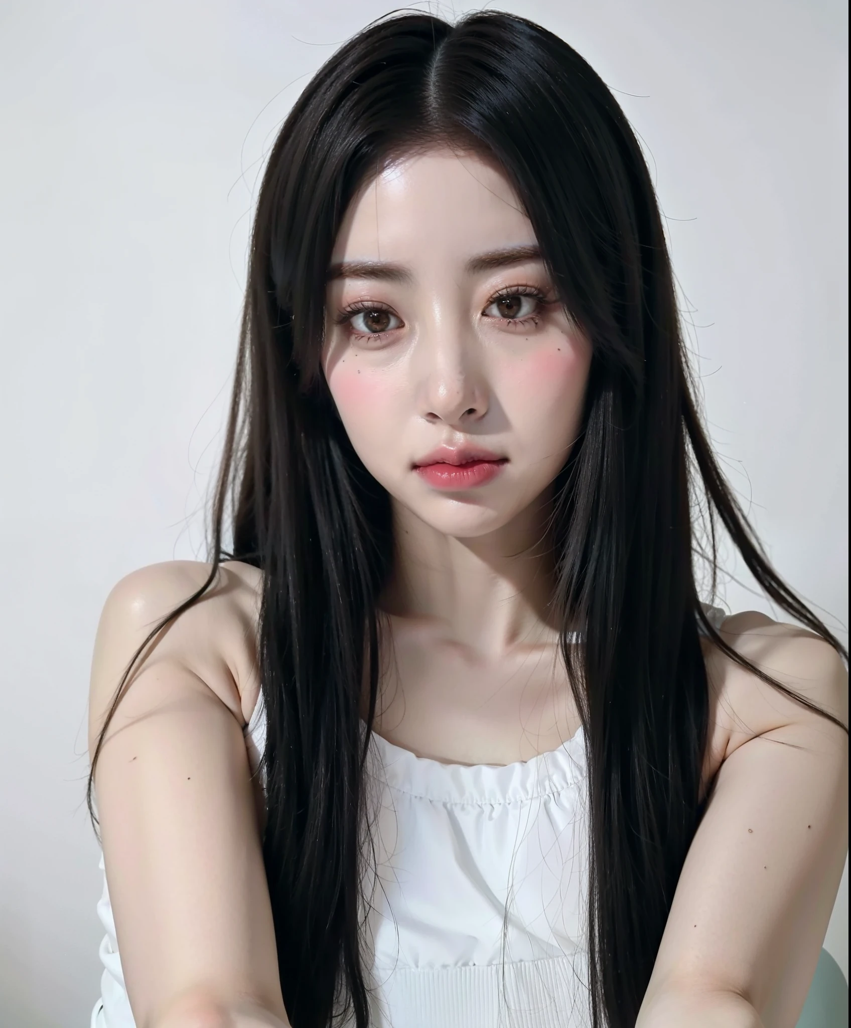 un primer plano de una mujer con cabello largo y vistiendo una camiseta blanca, jaeyeon nam, Jennie rosa negra, muchacha coreana, hermosa mujer surcoreana, lee ji-eun, heonhwa choe, lee ji - eun, aparcar desde-min, hermosa joven coreana, Gongbi, hermosa joven coreana, asian girl with long hair, actriz femenina de corea