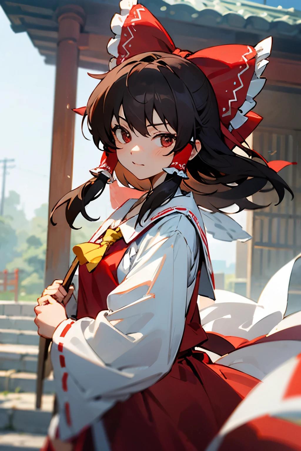 Reimu Hakurei, shrine maiden, red and white, pfp