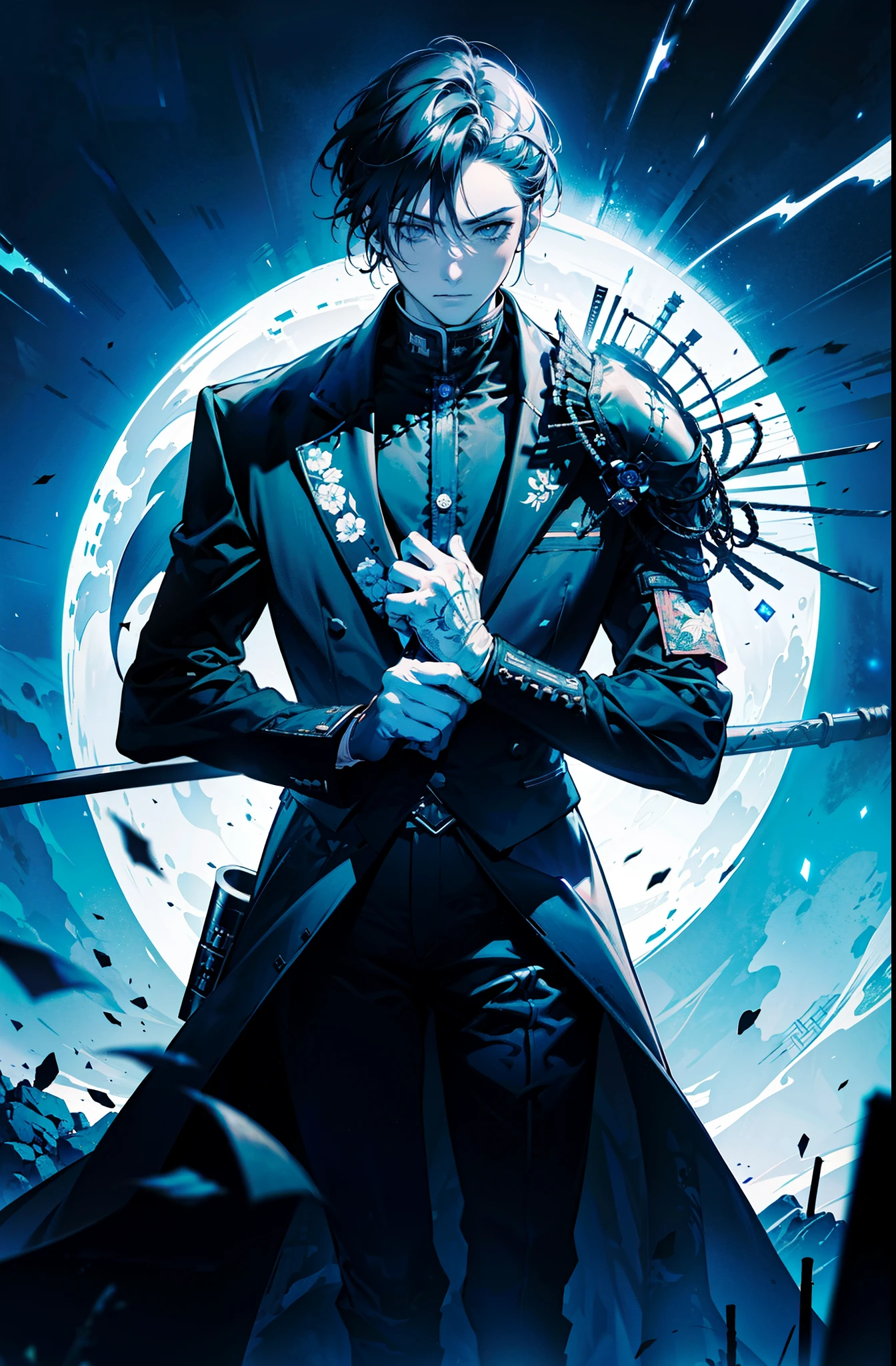 retrato cara cercano,Dark gothic horror fantasy,ciberpunk futurista,(samurai sword, scythe blade, bandera de guerra sashimono, negro:1.1),1 hombre,mechanical wonder,Robotic presence,Cyber Warrior Guardian, wear a worn mechanical suit, incredibly complex metal [oxidado]), elegancia perfecta, Enfoque claro, Photography by Greg Rutkowski, cinematic lighting, Colores vibrantes, OBRA MAESTRA PERFECTA, ((calle)), tiro de vaquero, extremely dynamic pose, flores de cerezo ondeando al viento, Post-apocalyptic gothic feudal Japan background