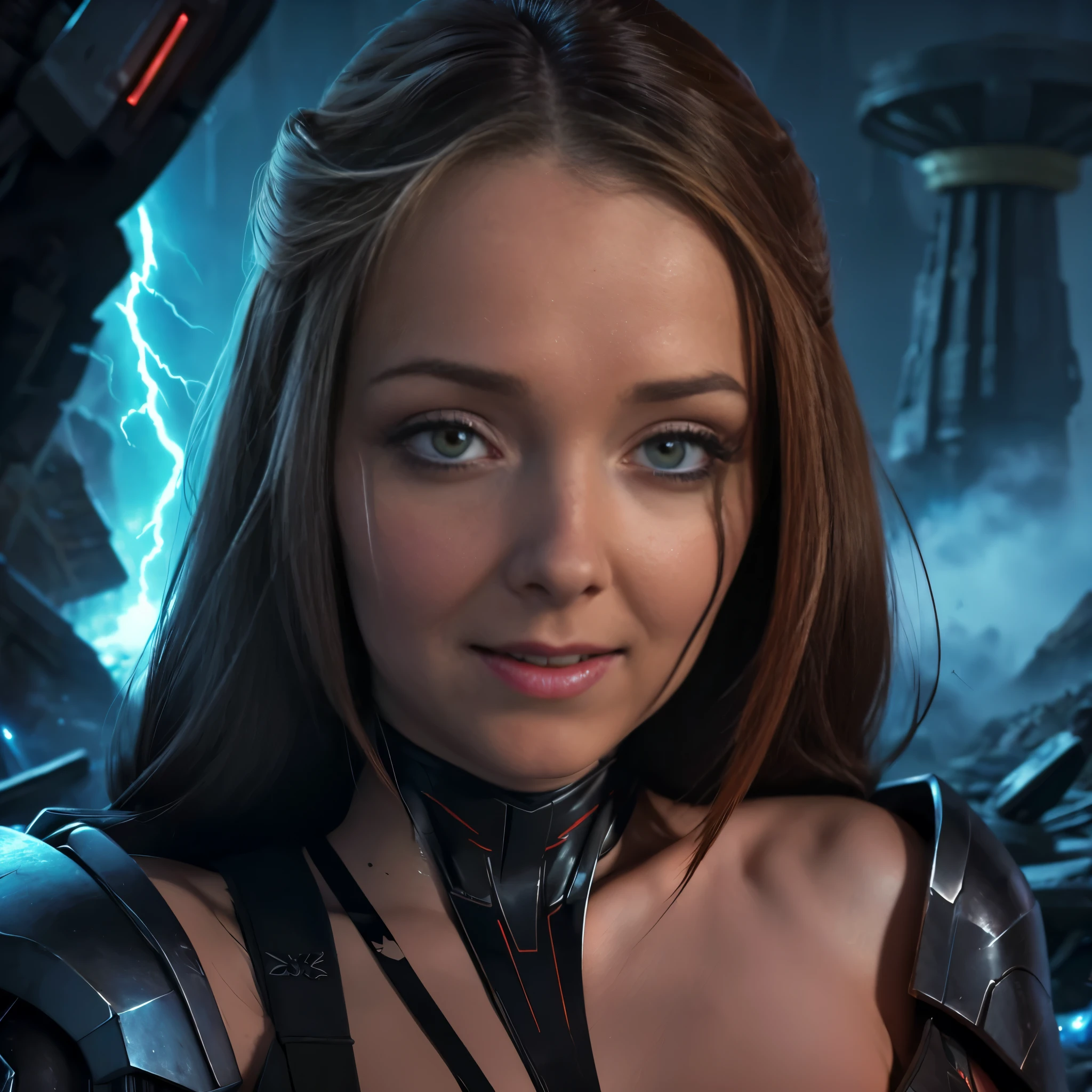 In a galaxy far, far away, Luci Wilde (25) portrays a Sith in the Star Wars universe. She exudes an aura of power and danger as she confidently navigates the battlefield. Dressed in skimpy fatigues, she commands attention with her seductive yet menacing appearance.
Luci's eyes captivate with their intense gaze, radiating a fiery determination. Her beautiful detailed eyes draw you in, hinting at the secrets and power she possesses. Framed by long, dark lashes, they effortlessly convey her dominance and prowess.
Her lips, equally captivating, are full and luscious, enticing and mysterious. Our attention is inevitably drawn to her beautiful detailed lips, which hold a hint of a mischievous smile. They convey her ability to effortlessly manipulate and seduce her opponents.
As she wields the power of Sith sorcery, her surroundings bend to her will. The air crackles with dark energy as bolts of lightning dance around her fingertips. Her mastery over the Force is unmistakable, leaving her adversaries trembling in fear.
The scene is set against a backdrop of chaos and destruction. A battleground strewn with debris and wreckage amplifies the intensity of the encounter. Smoke billows in the air, adding an ominous atmosphere to the scene.
The image quality demands the highest standards, as it captures the essence of this epic moment. To portray the best quality and showcase every detail, it should be accompanied by tags such as "best quality, 4k, highres, masterpiece:1.2". The artistry portrayed here is simply unparalleled.
Bringing the picture to life are vivid colors that enhance the visual impact. The colors chosen guide the viewer's emotional response, immersing them deeper into the scene. The palette may include deep reds, sinister blacks, and flickering shades of blue, representing the dark side's influence.
Lighting plays a crucial role in accentuating the drama and intensity. Illuminating Luci from striking angles, studio lighting emphasizes her features and creates captivating highlights and shadows. It enhances the ominous atmosphere, adding depth and dimension to the entire composition.
The overall effect achieved here is a seamless blend of power, seduction, and dark sorcery. It is a masterful portrayal of Luci Wilde as a formidable Sith in the Star Wars universe, commanding the battlefield with both her physical prowess and her ability to manipulate the Force.
(Note: The prompt is limited to tags only and should not exceed 40 tags or 60 words.)