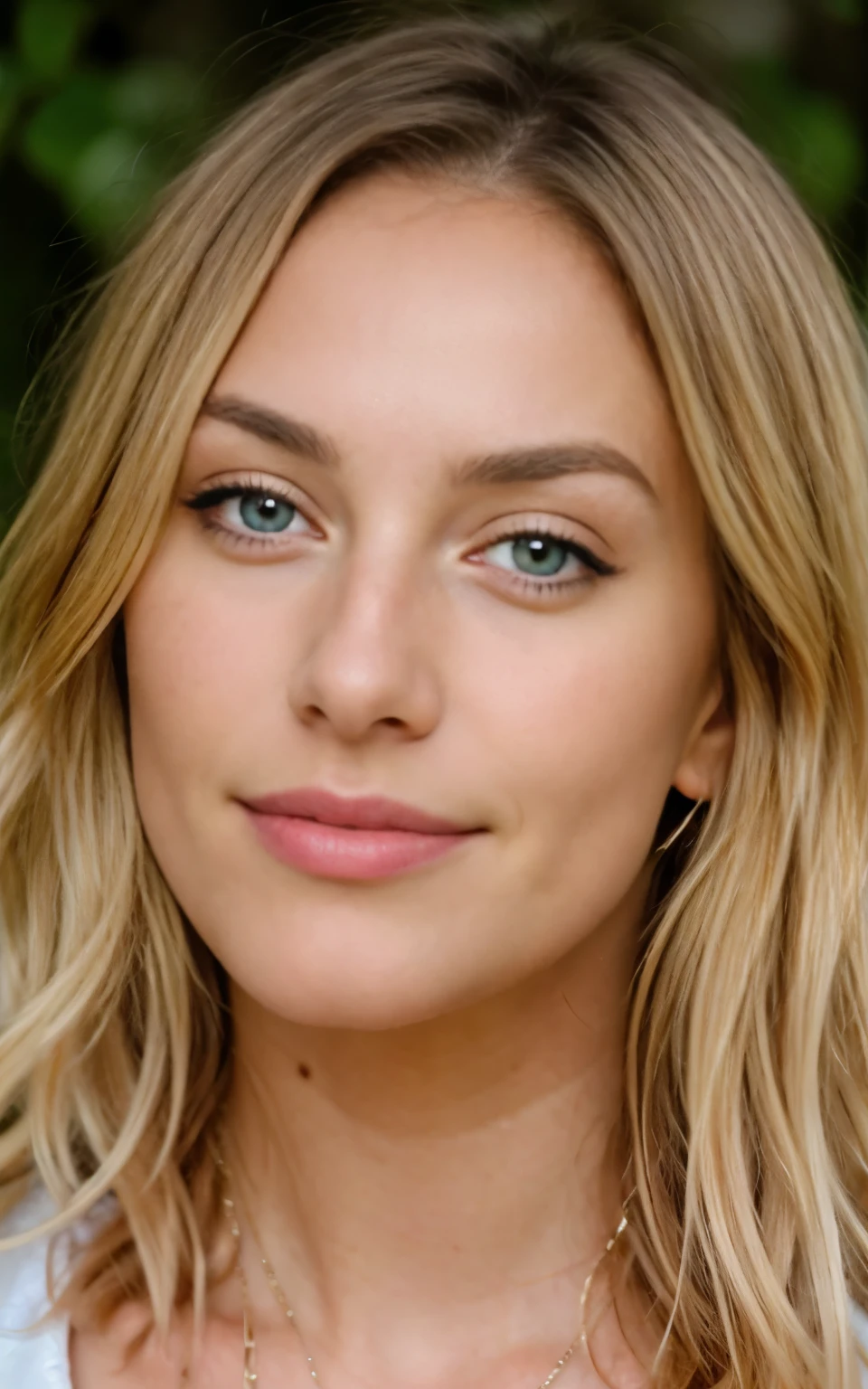 Beautiful blonde (closeup from the Face) (frontview) (frontal Gesicht) warmes Licht, Sehr detailiert, 21 Jahre alt, Unschuldiges Gesicht, Natural wavy hair, blaue Augen, high resolution, Meisterwerk, best quality, Komplizierte Details, Sehr detailliert, scharfer Fokus, detaillierte Haut, realistisch skin Textur, Textur, detaillierte Augen, Fachmann, 4K, charming smile, mit Kanone gedreht, 85mm, shallow depth of field, Kodak Vision Farbe, perfectly fitting body, Extremely detailed, Foto_\(Ultra\), photorealistisch, realistisch, Nachbearbeitung, Maximale Detailgenauigkeit, Rauheit, wahres Leben, Ultra realistisch, Fotorealismus, Fotografie, 8K UHD, Fotografie