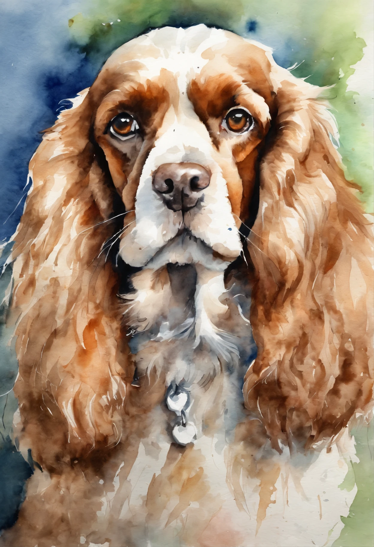 watercolor painting of a female cocker spaniel pet