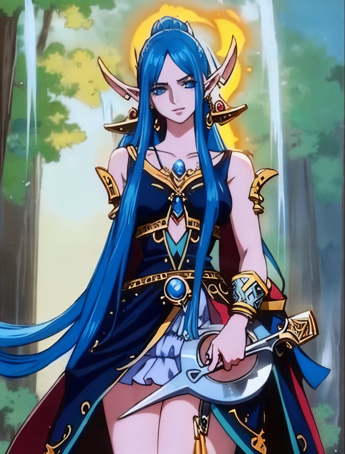 un primer plano de una mujer con cabello azul, elfo de piel azul, arte del mundo de warcraft, world of warcraft elfo druida, del mundo de warcraft, alluring tiflin druid, attractive tiflin druid, tiflin, artgerm detallado, elfo azul, retrato de una bruja elfa, hermosa condesa elfa oscura, Hermosa druida femenina