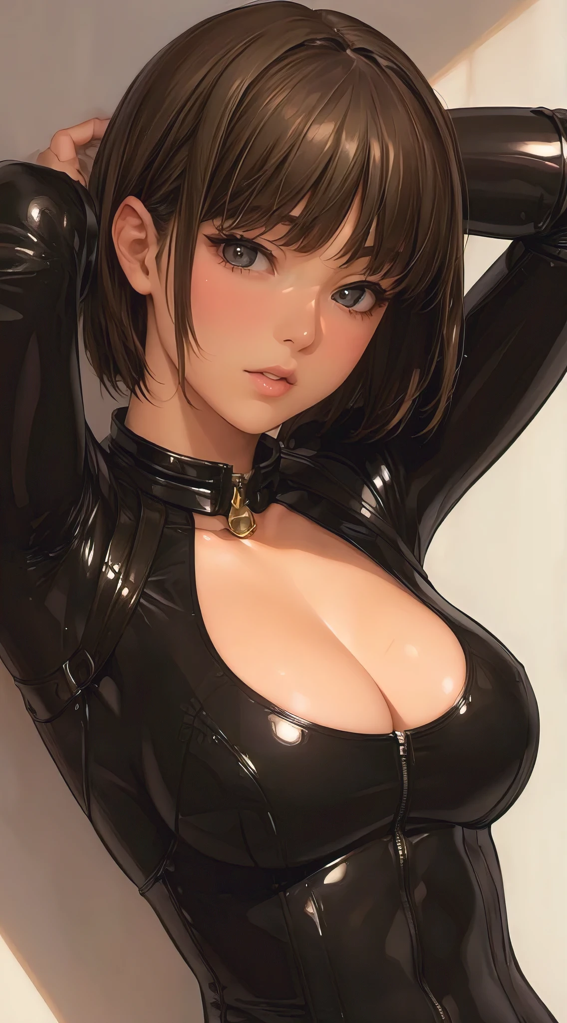(masterpiece, best quality, ultra-detailed, photorealistic, hdr, 8k), perfect body, large breasts, slim waist, wide hips, thick thighs, big gorgeous eyes, luscious lips, anime realism by artgerm and donato giancola