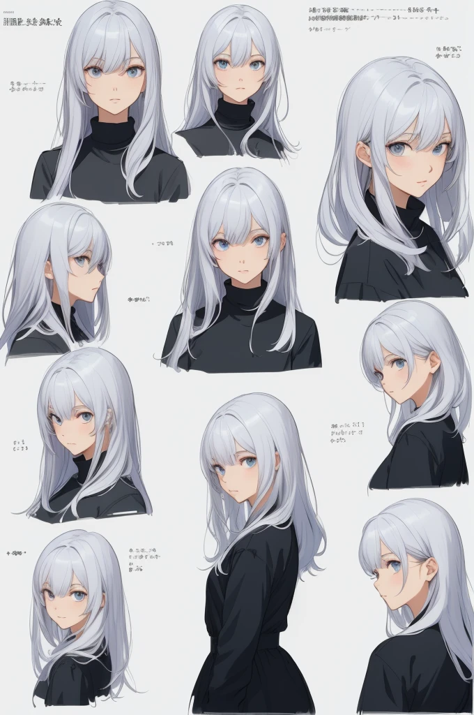 ((Masterpiece)),(((best quality))),(character design sheet, same character, front, side, go back), illustration, 1 girl, Hair color, smooth, Hair style fax, eyes, environment change scene, Hair style fax, Zitai poses, female, Shang Yi shirt, star, Chartern Betalora, (simple go background, white go background: 1.3), --6