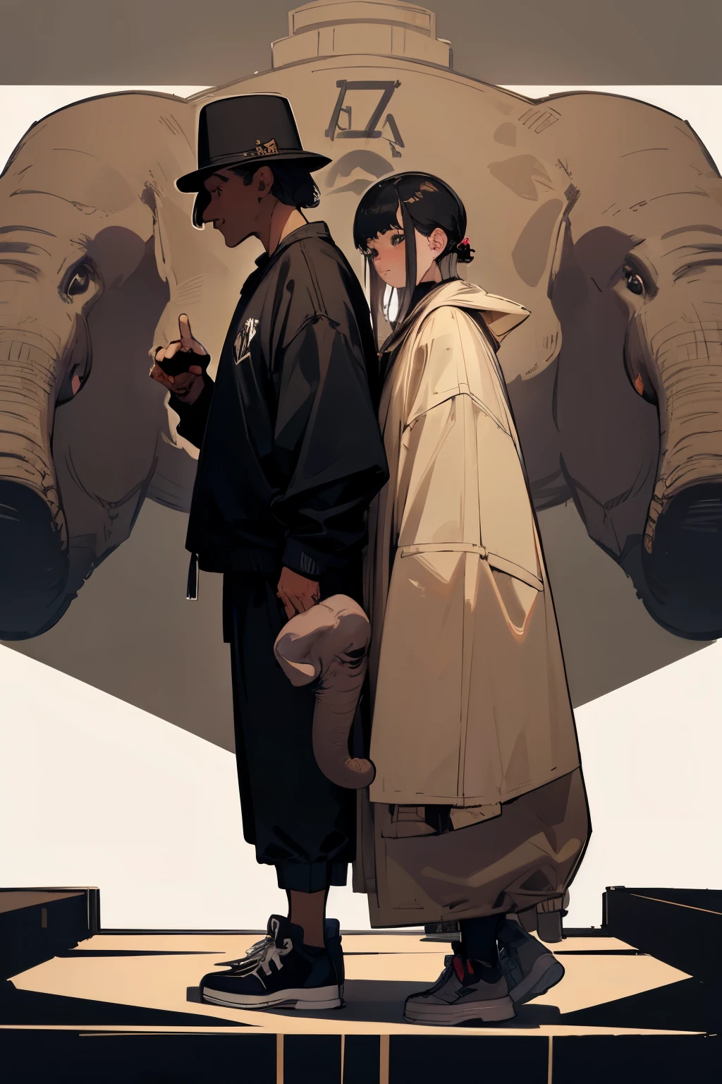 big nose,Elephant humanoid, black jordans,