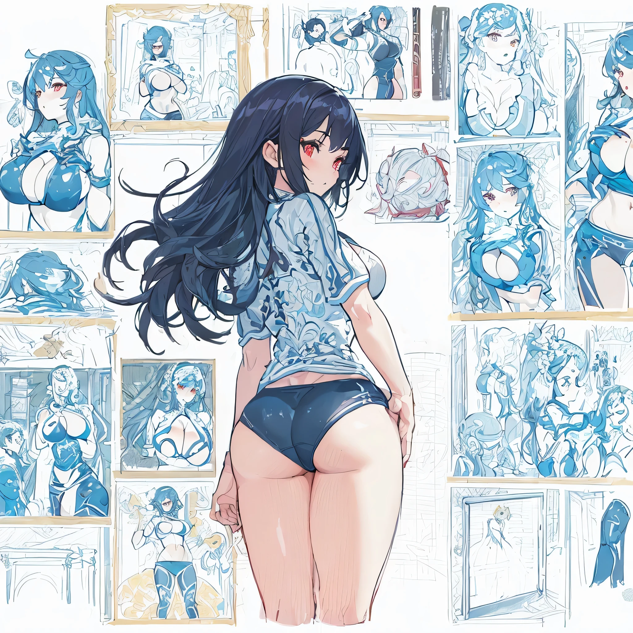 masterpiece, highest quality,figure,buckshot,sportswear,red eyes,slanted eyes,super dense skin,surprised,detailed and beautiful eyes,(big breasts:1.2), (A raised and well-defined bust:1.2), (lifted chest:1.2), (perky chest :1.2),