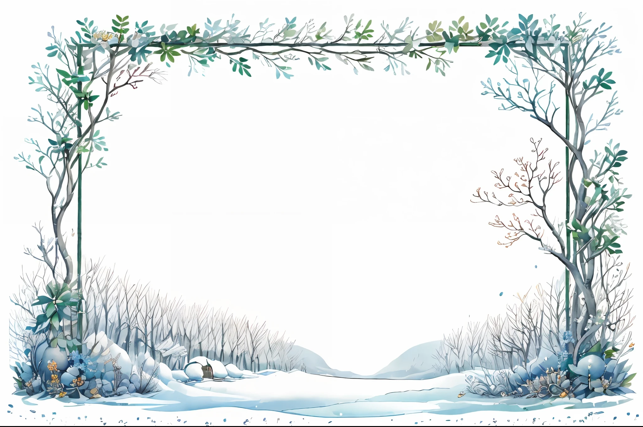 Winter Frame,art nouveau,bamboo,bamboo forest,bare tree,berry,blue flower,blue rose,branch,bug,cactus,cattail,coconut,coral,couch,daisy,dandelion,deer,fish,floral background,flower,flower pot,foliage,four-leaf clover,garden,grapes,grass,grave,green flower,hand fan,hibiscus,holding flower,hydrangea,ice,in tree,ivy,jungle,ladybug,leaf,leaf background,leafeon,leaves in wind,lily \(flower\),lily of the valley,lily pad,lotus,maple leaf,morning glory,nature,no humans,orange flower,overgrown,palm leaf,palm tree,petals,pine tree,plant,plant girl,plate,plum blossoms,potted plant,purple flower,rose,seashell,seaweed,shell,silk,sitting in tree,snail,snivy,snow,snow bunny,snowflake background,snowflakes,snowman,solo,spider,spider lily,spider web,tanabata,tanzaku,thorns,tombstone,tree,tree shade,tulip,under tree,vase,vines,water drop,watering can,white flower,white rose,winter,wisteria,blank middle