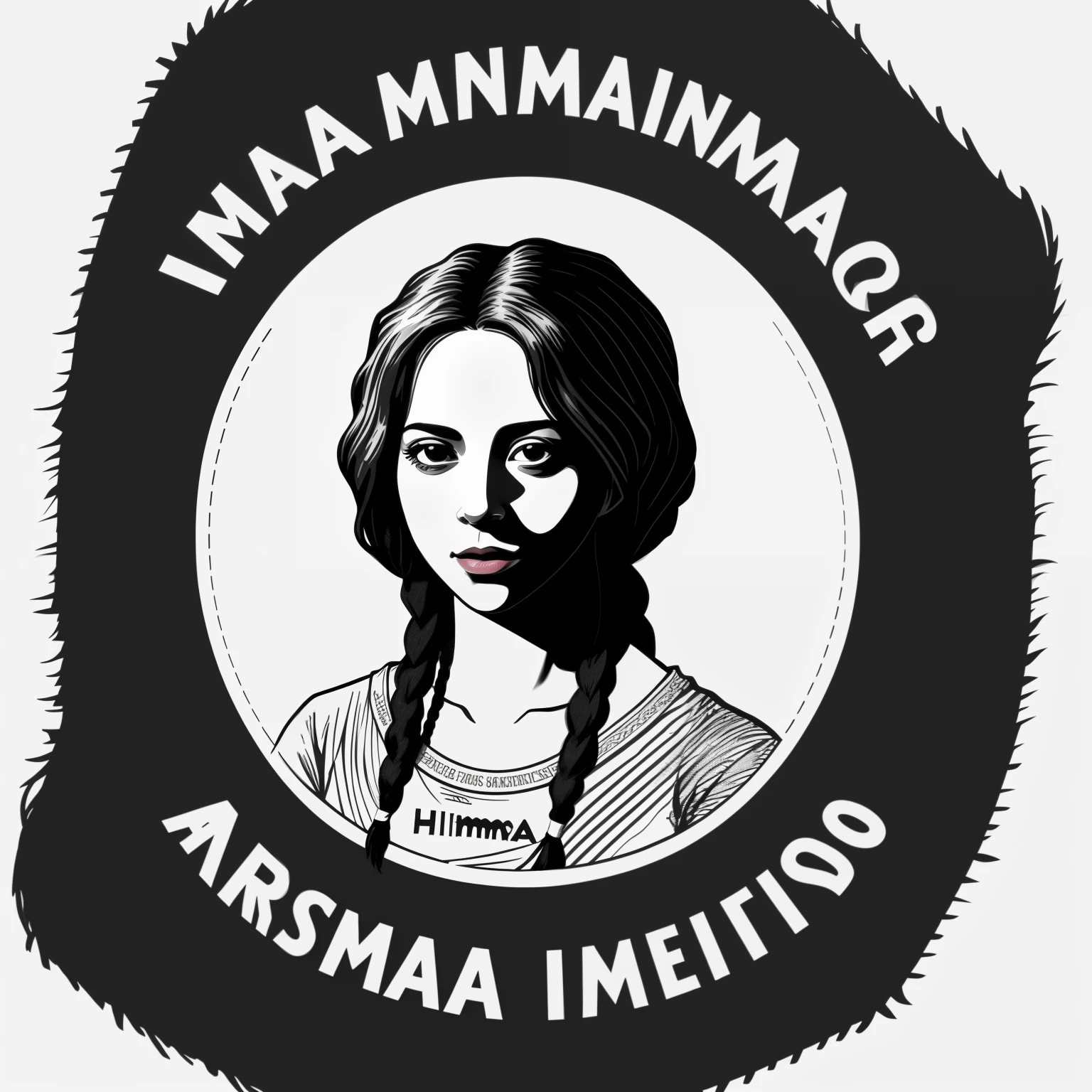 logo, integrado, black skin dreadlock Maria sex virgin Maria sex ,residencial Himmer dirigindo nas montanhas, Great detail vector graphic on a t-shirt