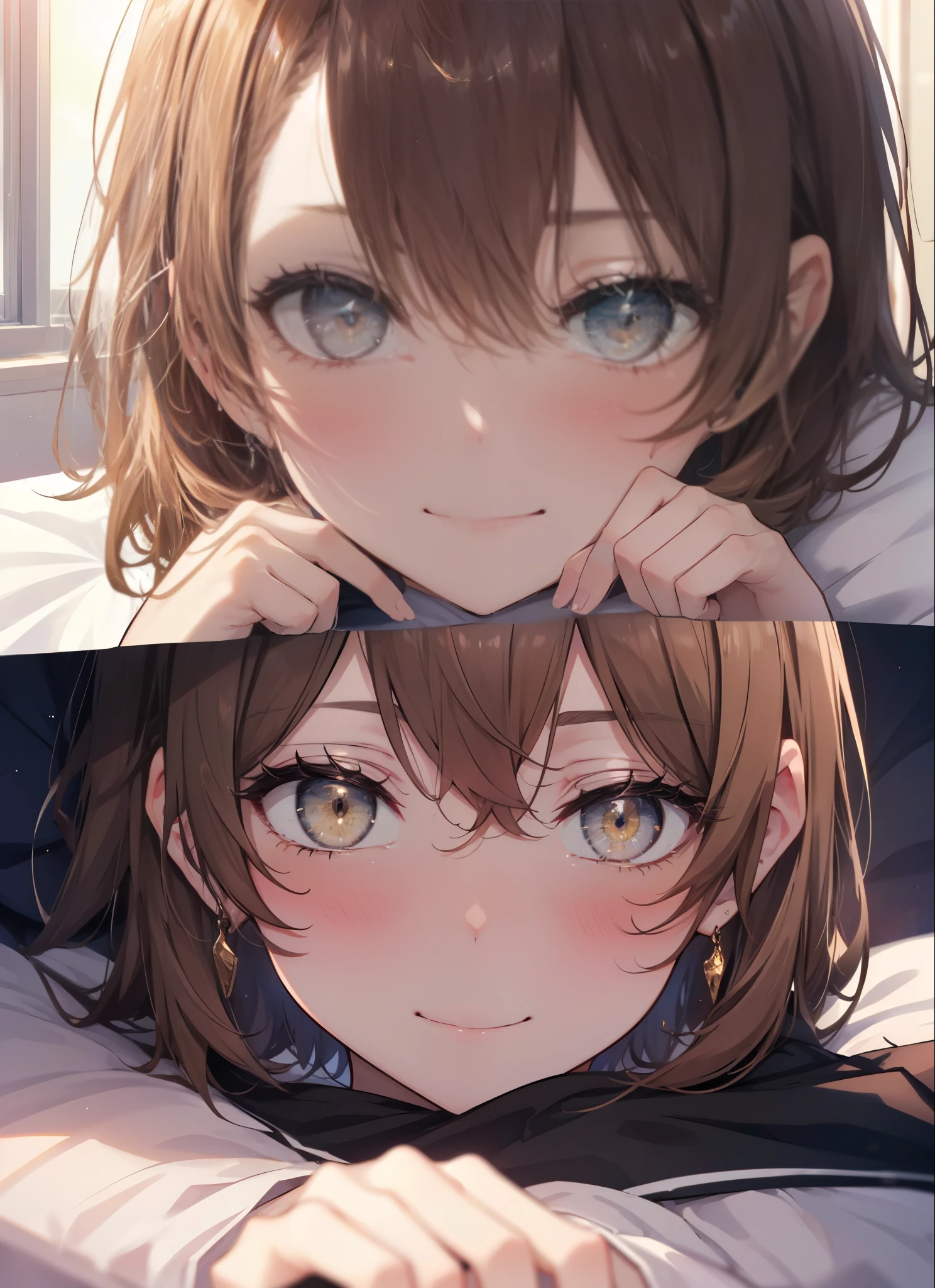 irohaisshiki, Isshiki Iroha, long hair, brown hair, (brown eyes:1.5), smile,A girl sleeping with her eyes closed,sleep,white t-shirt,black underwear,barefoot,smile,Bedroom,light goes out, Covered with a blanket, windows,Romantic Sunrise,extreme light,whole body,(huge laugh:1.1)、(open your mouth:1.1)、(wide open eyes:1.2)、glare of the sun,sleeping in bed,night,sleeping with head on pillow,sleeping on my back in bed,whole body,
destroy indoors, Bedroom
壊す (masterpiece:1.2), highest quality, High resolution, unity 8k wallpaper, (shape:0.8), (beautiful and detailed eyes:1.6), highly detailed face, perfect lighting, Very detailed CG, (perfect hands, perfect anatomy),