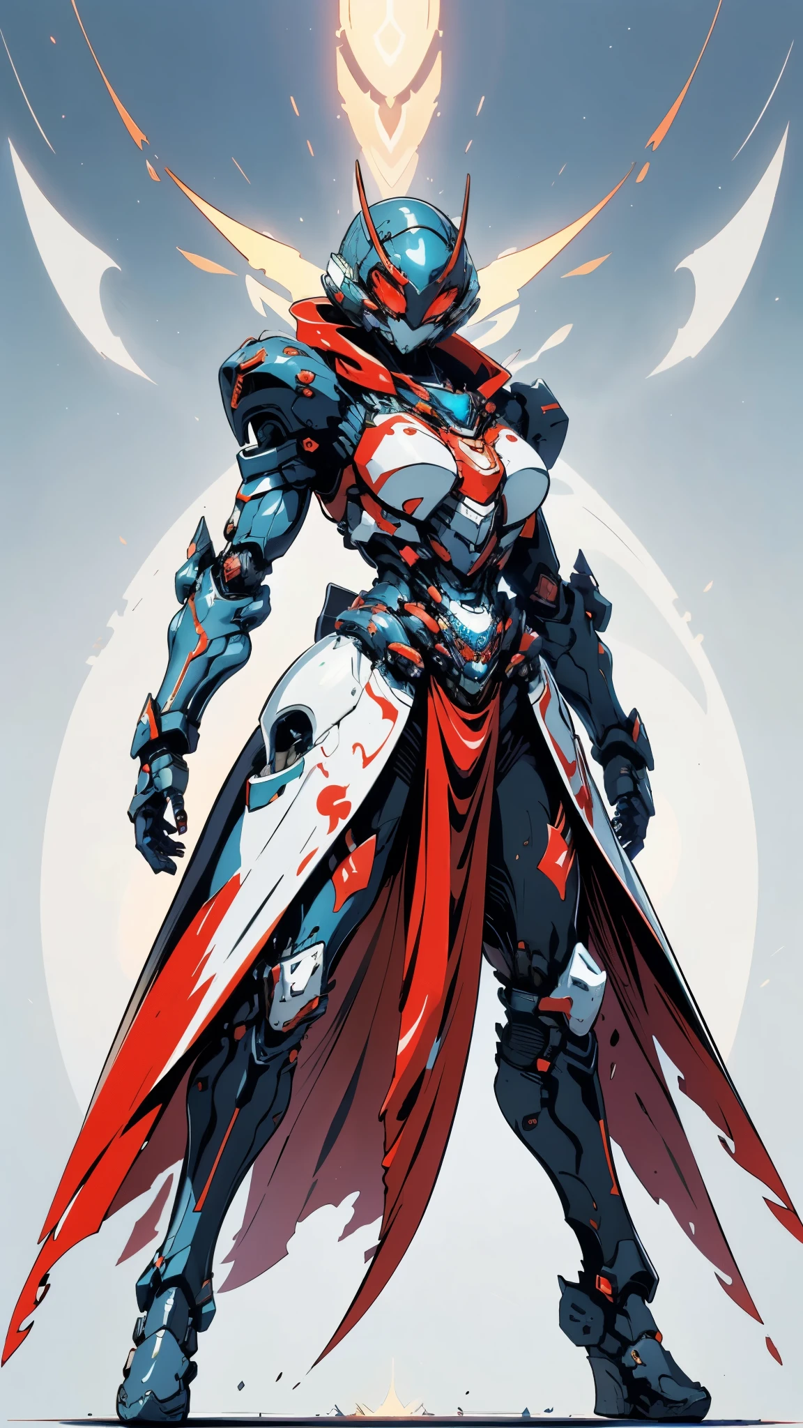 A woman adorned in fantasy-style full-body armor, a crown-concept fully enclosed helmet that unveils only her eyes, a composite layered chest plate, fully encompassing shoulder and hand guards, a lightweight waist armor, form-fitting shin guards, the overall design is heavy-duty yet flexible, (the armor gleams with a golden glow, complemented by red and blue accents), exhibiting a noble aura, she floats above a fantasy-surreal high-tech city, this character embodies a finely crafted fantasy-surreal style armored hero in anime style, exquisite and mature manga art style, (mixture of Queen bee and Spider concept Armor, plasma), ((Element, elegant, goddess, femminine:1.5)), metallic, high definition, best quality, highres, ultra-detailed, ultra-fine painting, extremely delicate, professional, anatomically correct, symmetrical face, extremely detailed eyes and face, high quality eyes, creativity, RAW photo, UHD, 32k, Natural light, cinematic lighting, masterpiece-anatomy-perfect, masterpiece:1.5