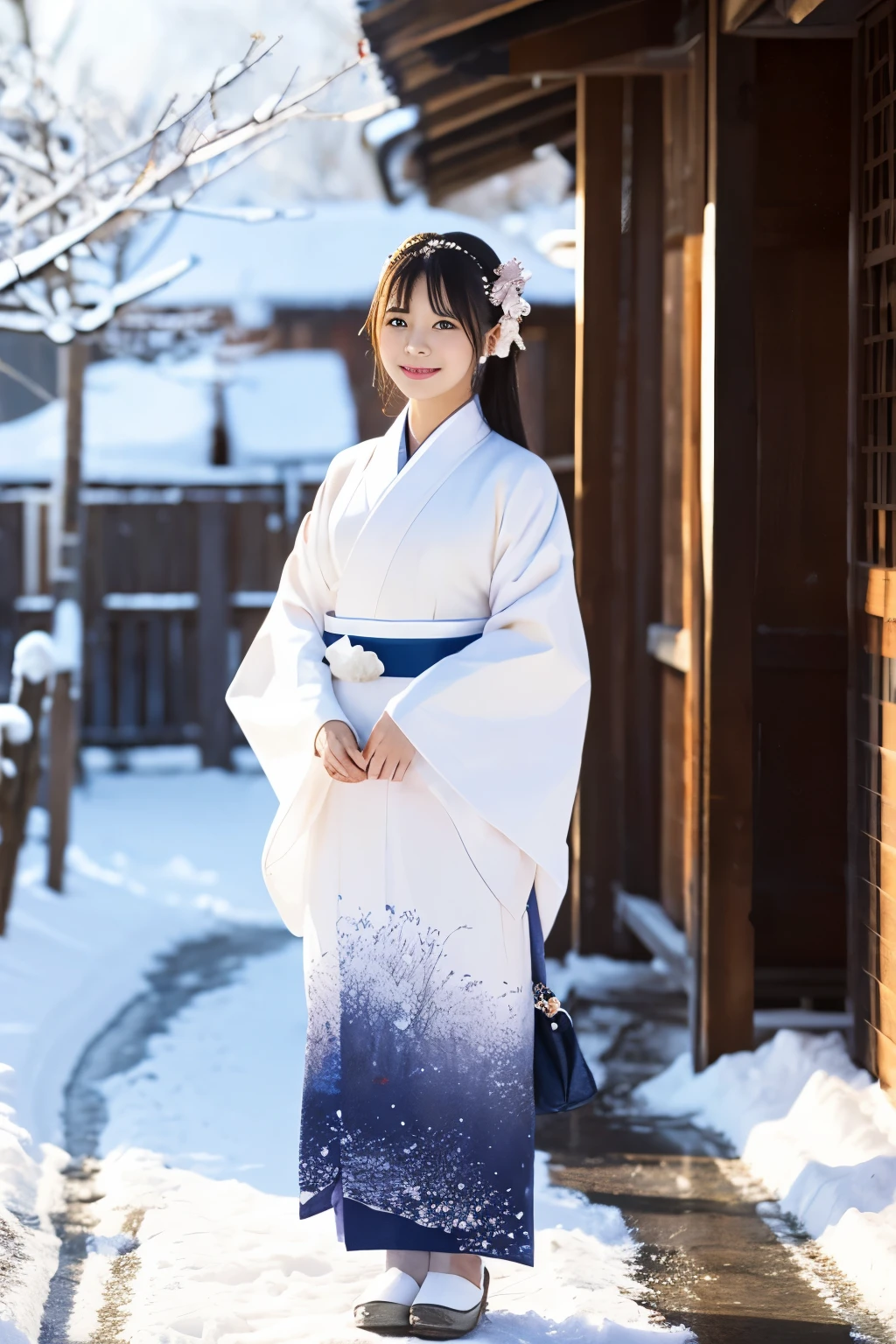 snow girl、White kimono、front
